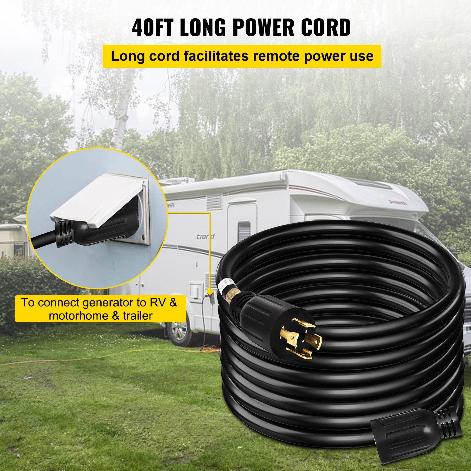 Heavy-Duty 40Ft 30 Amp Generator Extension Cord with Twist Lock Connectors - 10 - Picture 3 of 12