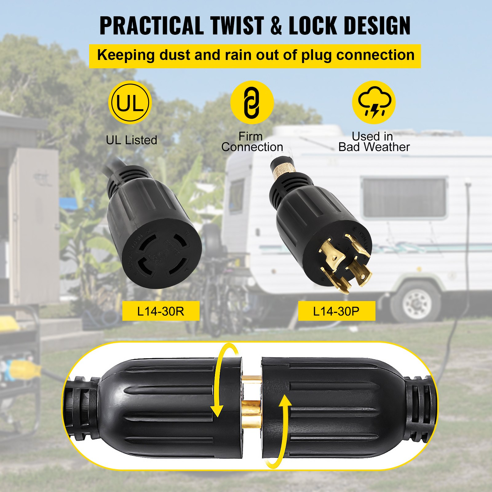 Heavy-Duty 40Ft 30 Amp Generator Extension Cord with Twist Lock Connectors - 10 - Picture 4 of 12