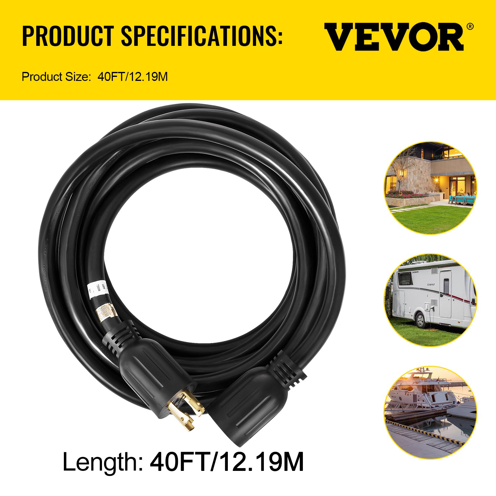 Heavy-Duty 40Ft 30 Amp Generator Extension Cord with Twist Lock Connectors - 10 - Picture 6 of 12