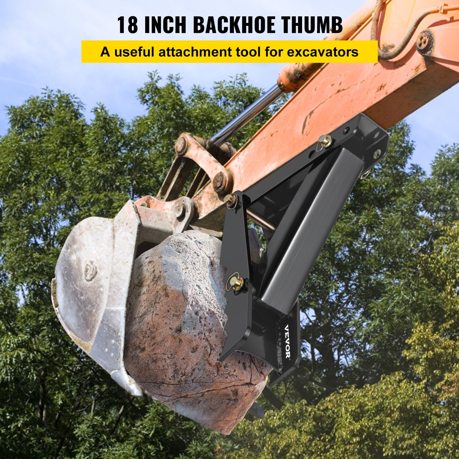 VEVOR 18″ Backhoe Thumb, 1/2″ Teeth Thickness Heavy Duty Excavator Thumb, Black