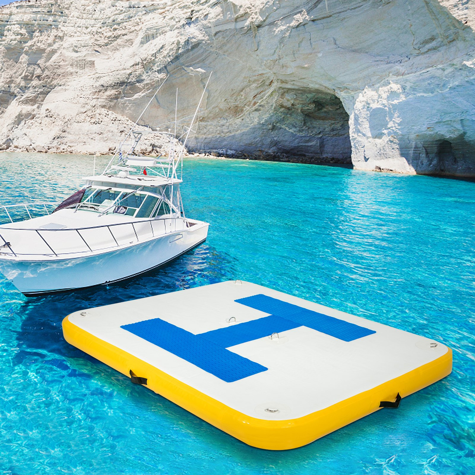 Inflatable Dock Platform, Inflatable Floating Dock 8x5 ft with Electric Air Pump