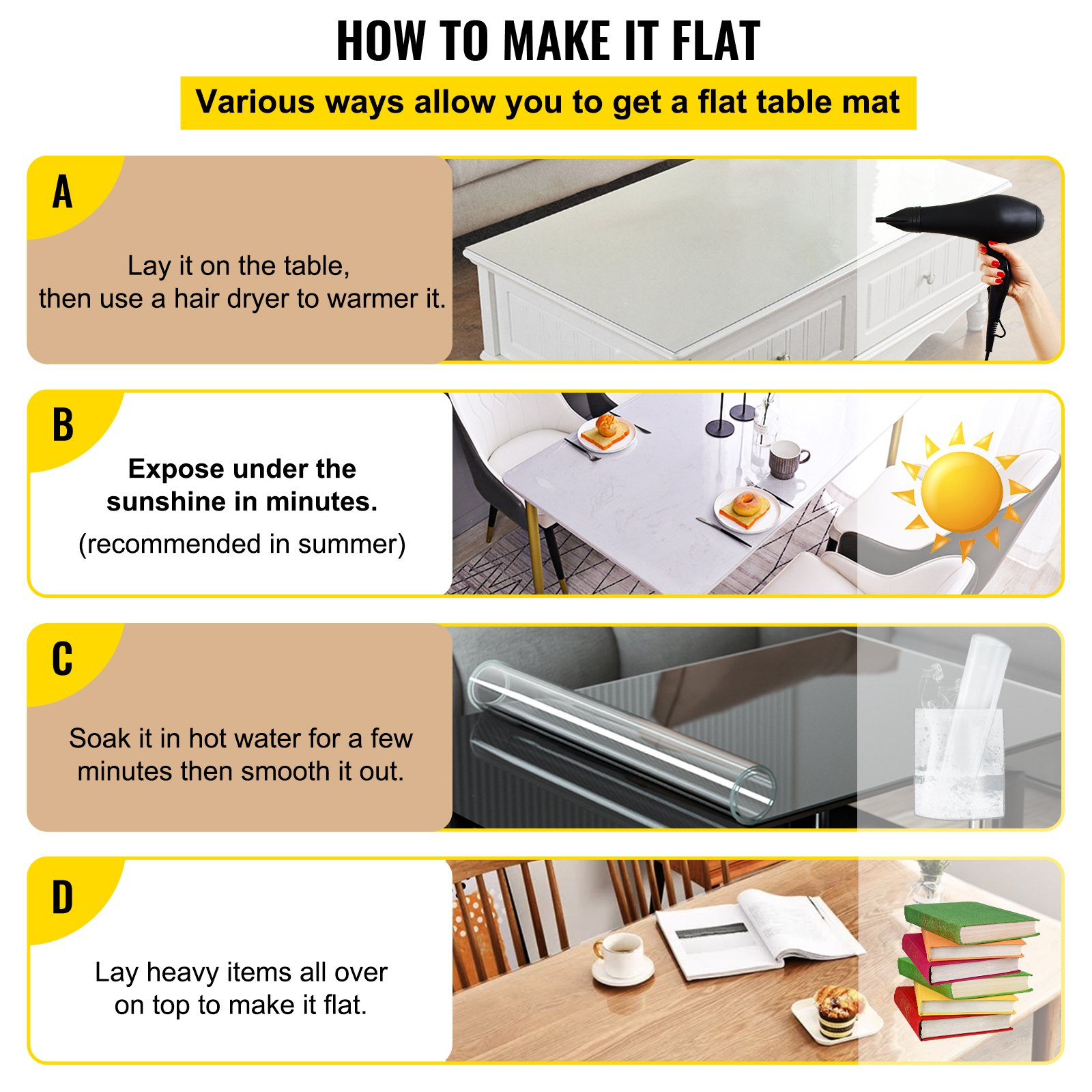 Plastic Table Cover 42 x 78 Inch, 1.5 mm Thick Clear Table Protector, Rectangle