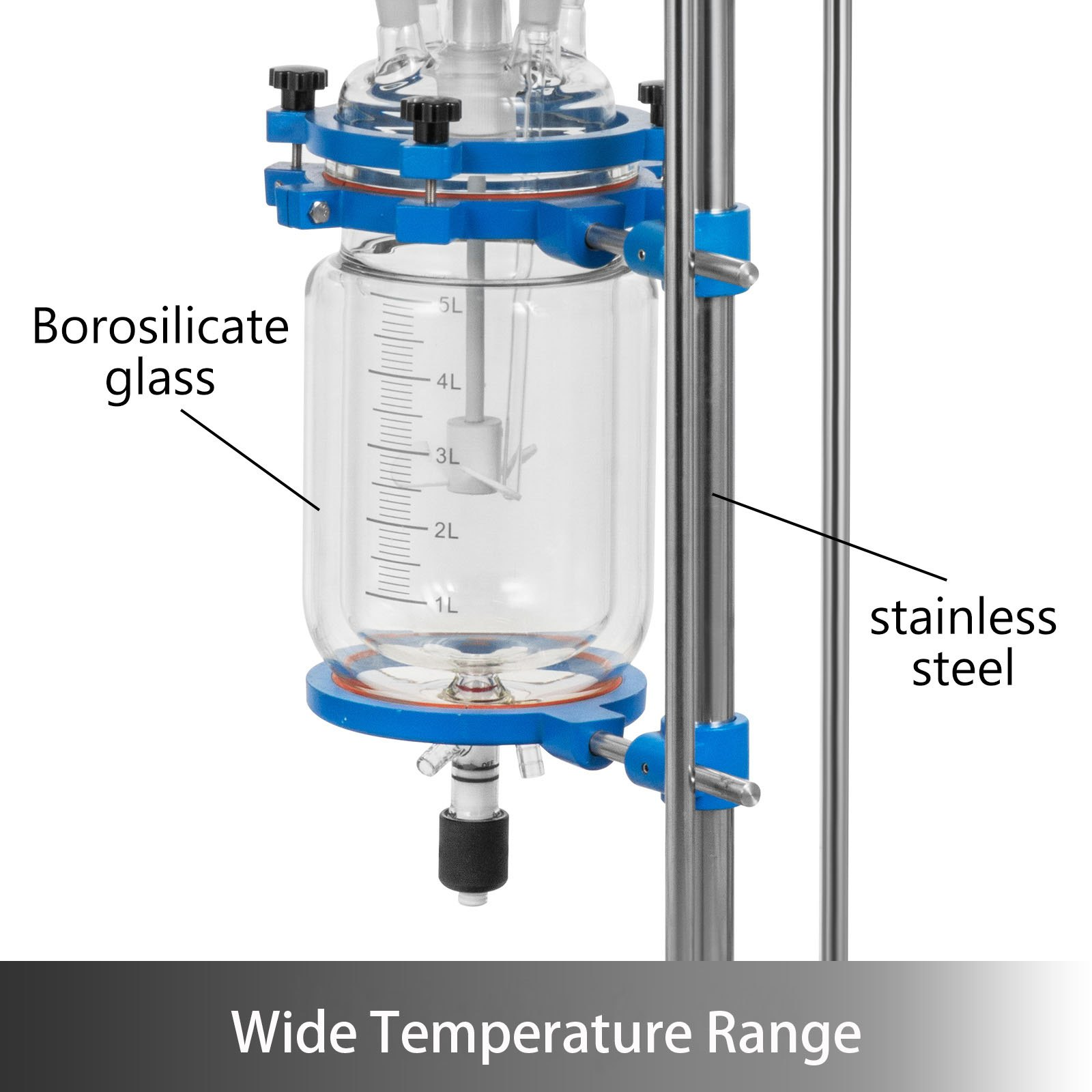 Jacketed Reactor 5L Laboratory Glass Reactor, For Reaction Distillation