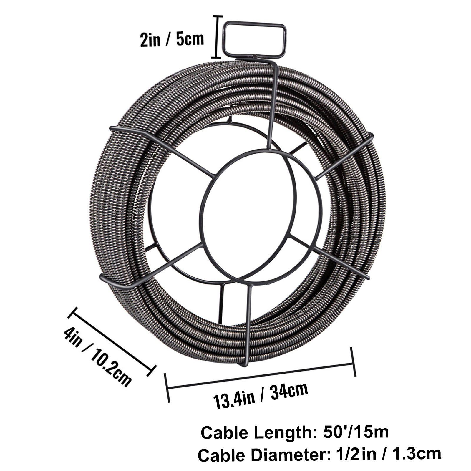 Drain Cleaning Cable 50 Feet x 1/2 Inch - Professional Sewer Cable Auger Snake