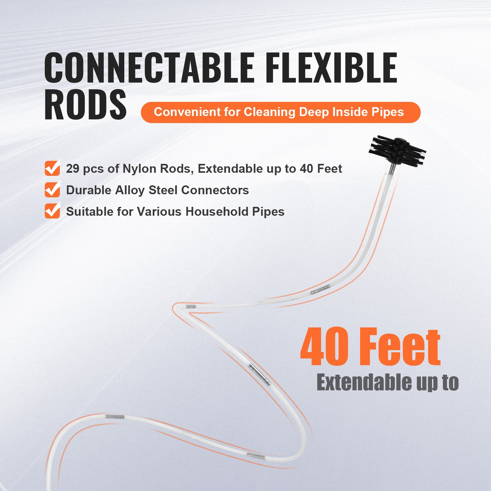 40 FEET Dryer Vent Cleaner Kit, 29 Pieces Duct Cleaning Brush, Clamp Connectors - Picture 5 of 12