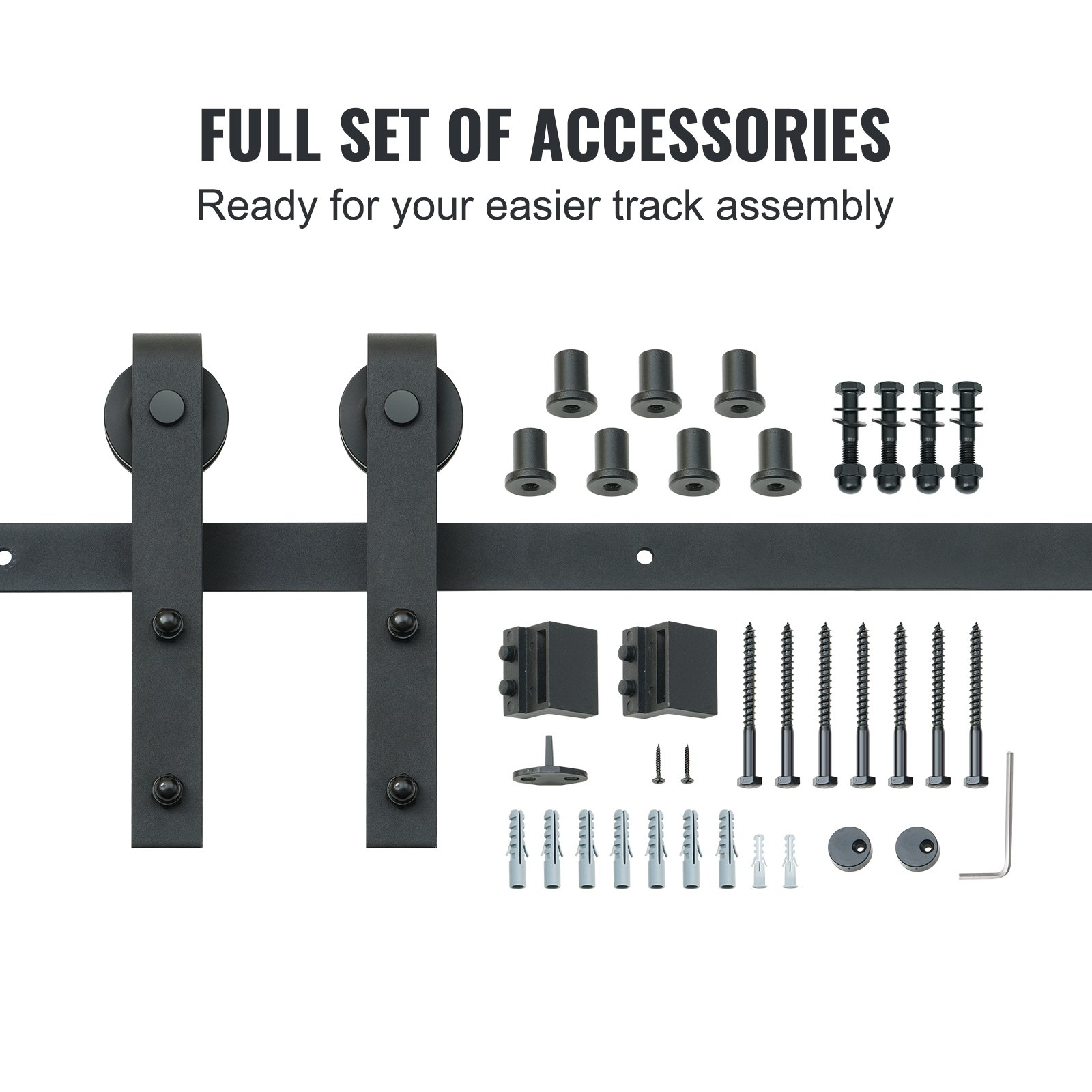 10FT Barn Door Hardware Kit 330LBS Heavy Duty Single Track with J Pulley - Bild 3 von 10