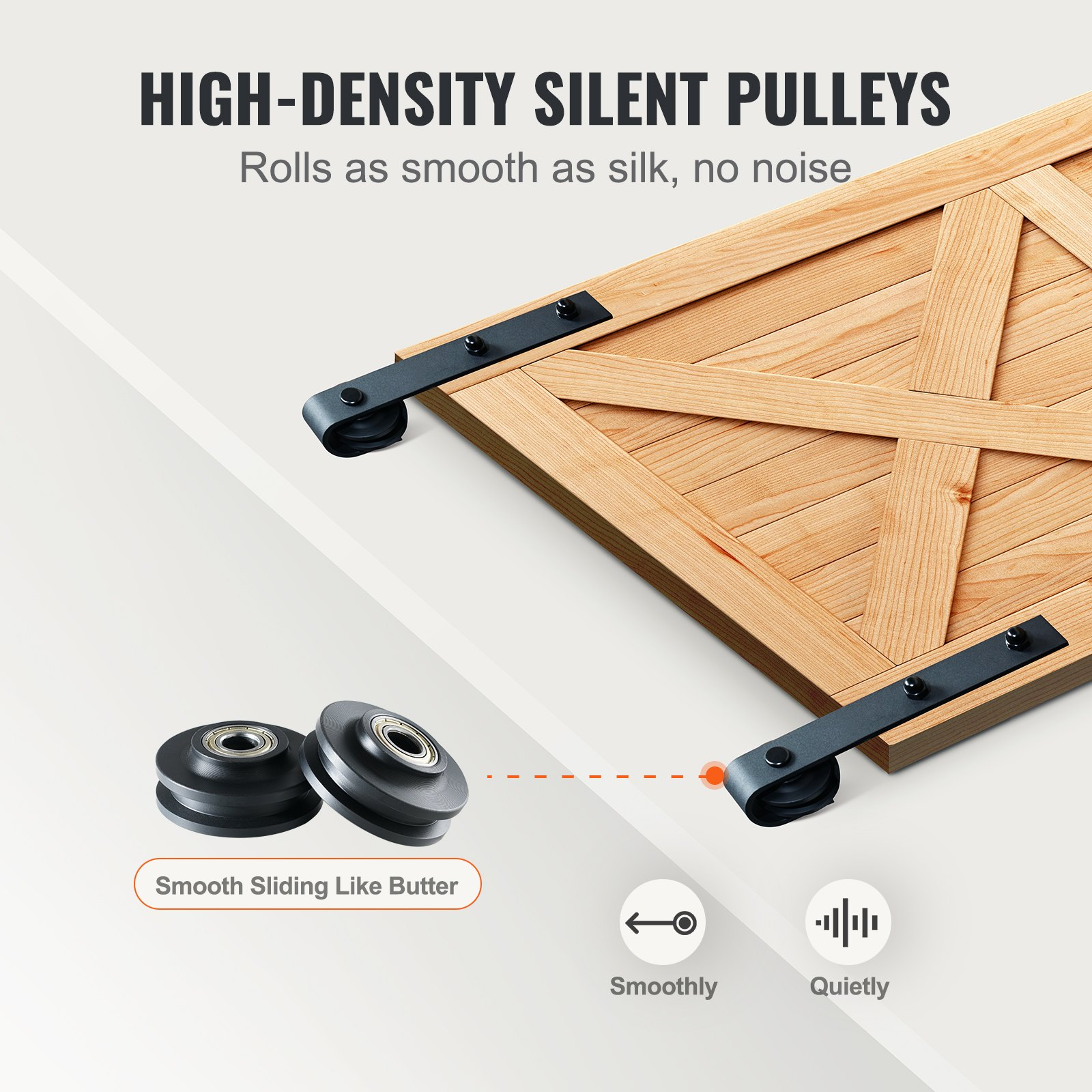 10FT Barn Door Hardware Kit 330LBS Heavy Duty Single Track with J Pulley - Bild 4 von 10