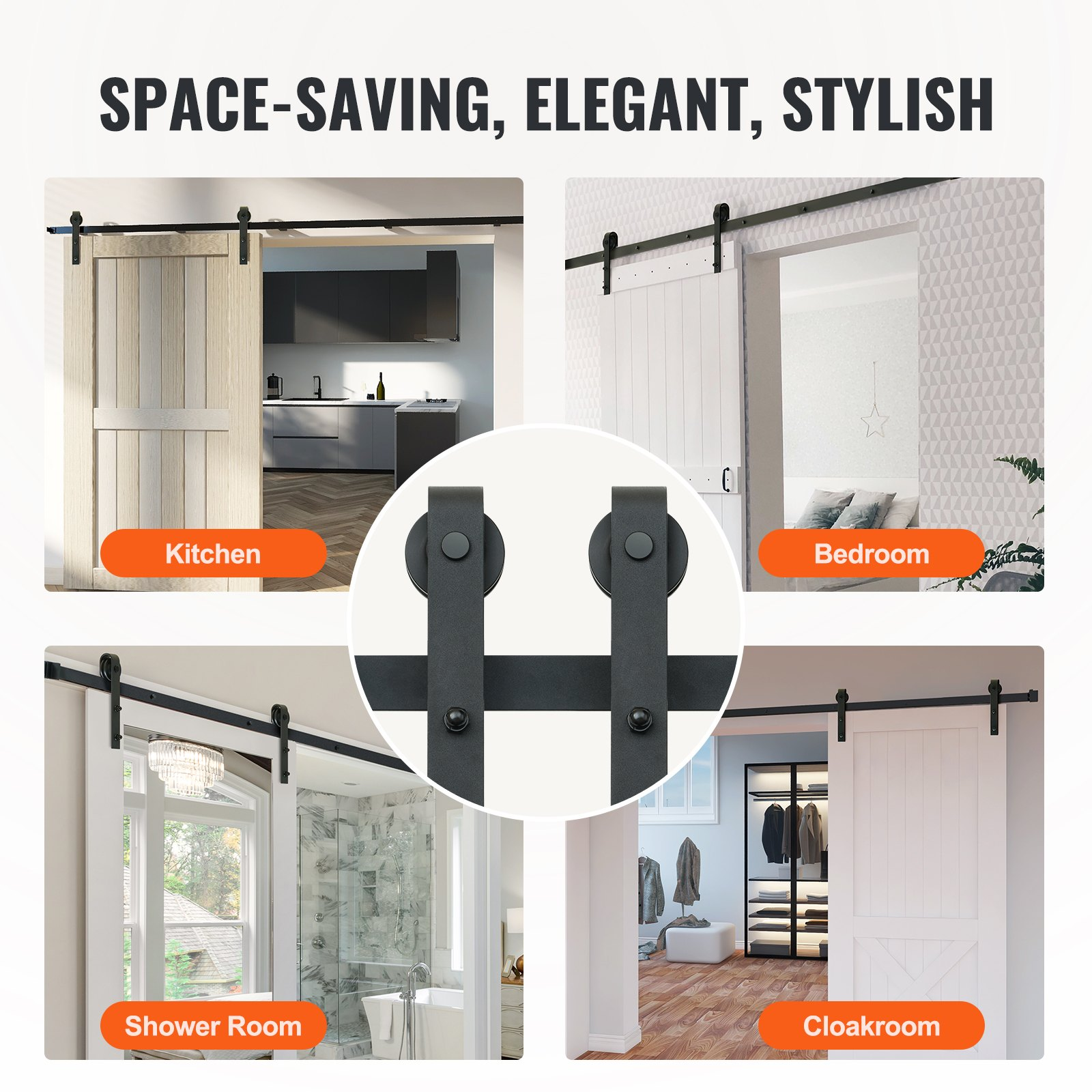 10FT Barn Door Hardware Kit 330LBS Heavy Duty Single Track with J Pulley - Bild 5 von 10