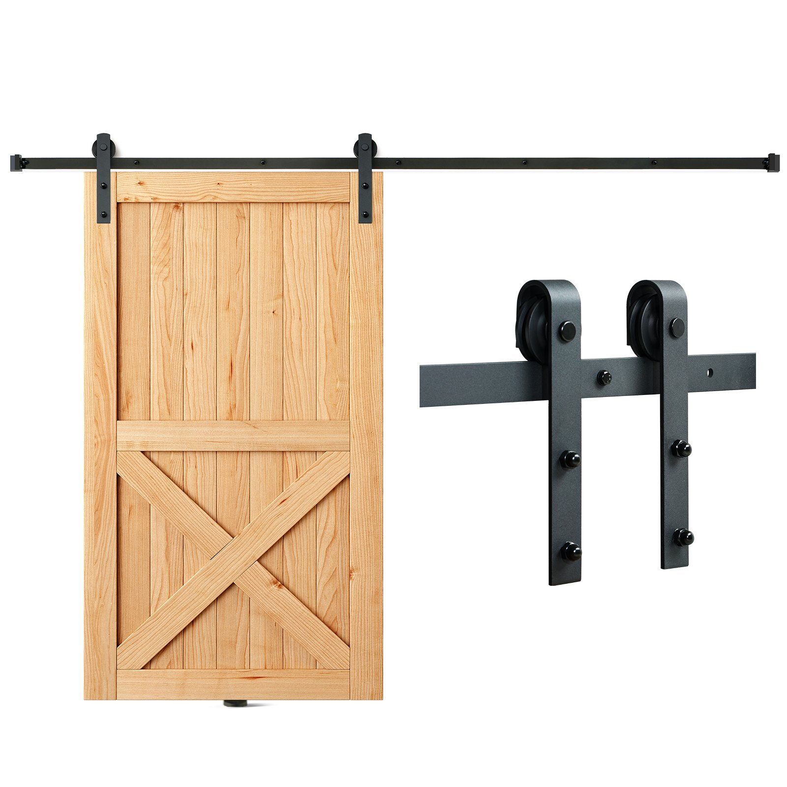 10FT Barn Door Hardware Kit 330LBS Heavy Duty Single Track with J Pulley - Bild 8 von 10