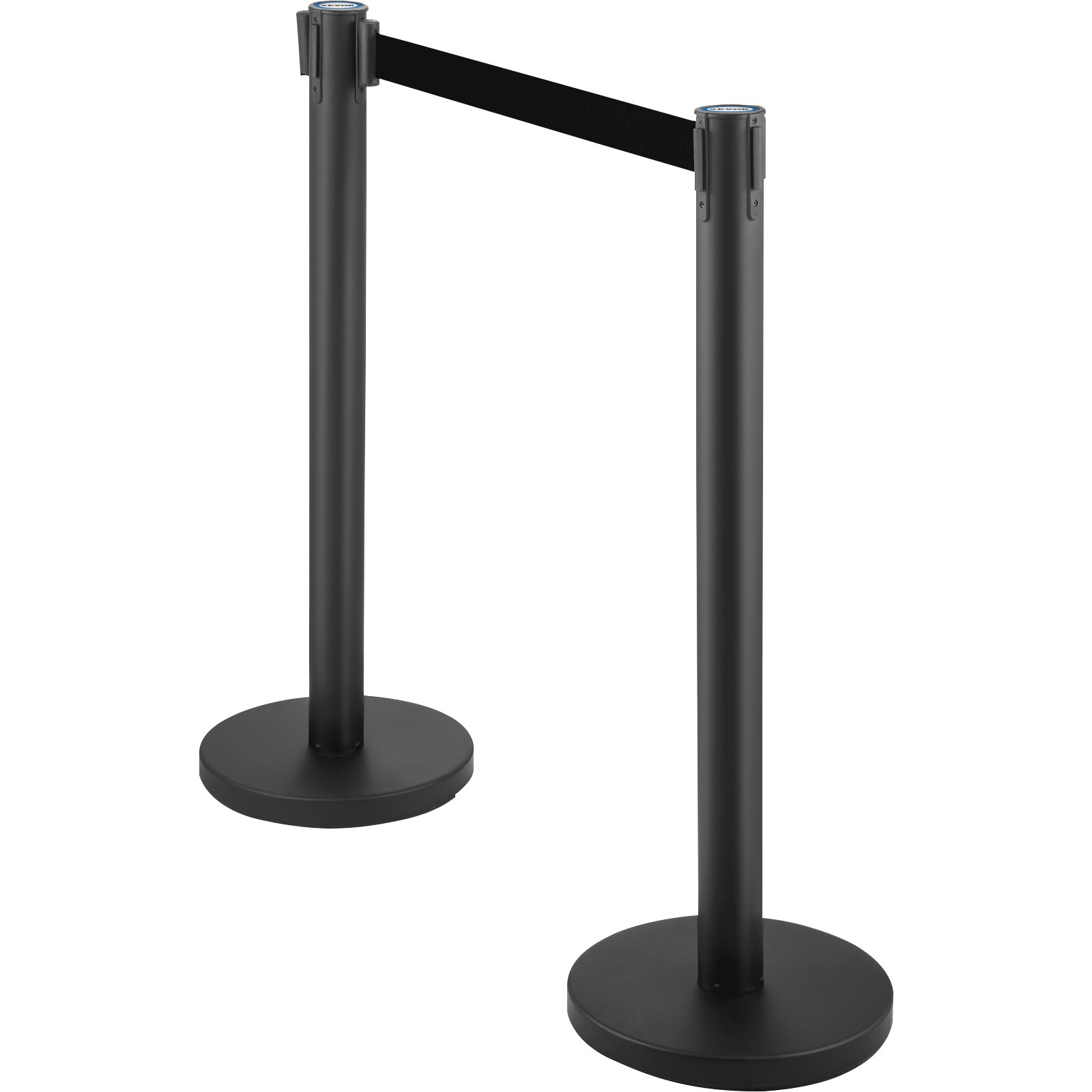 6pc Crowd Control Stanchion Set 6.6ft Retractable Belt Queue Black