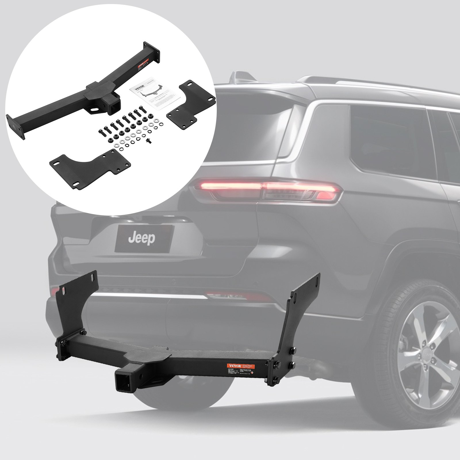 Class 3 Trailer Hitch 2'' Receiver for 2011-2022 Jeep Grand Cherokee, Black - Picture 8 of 12