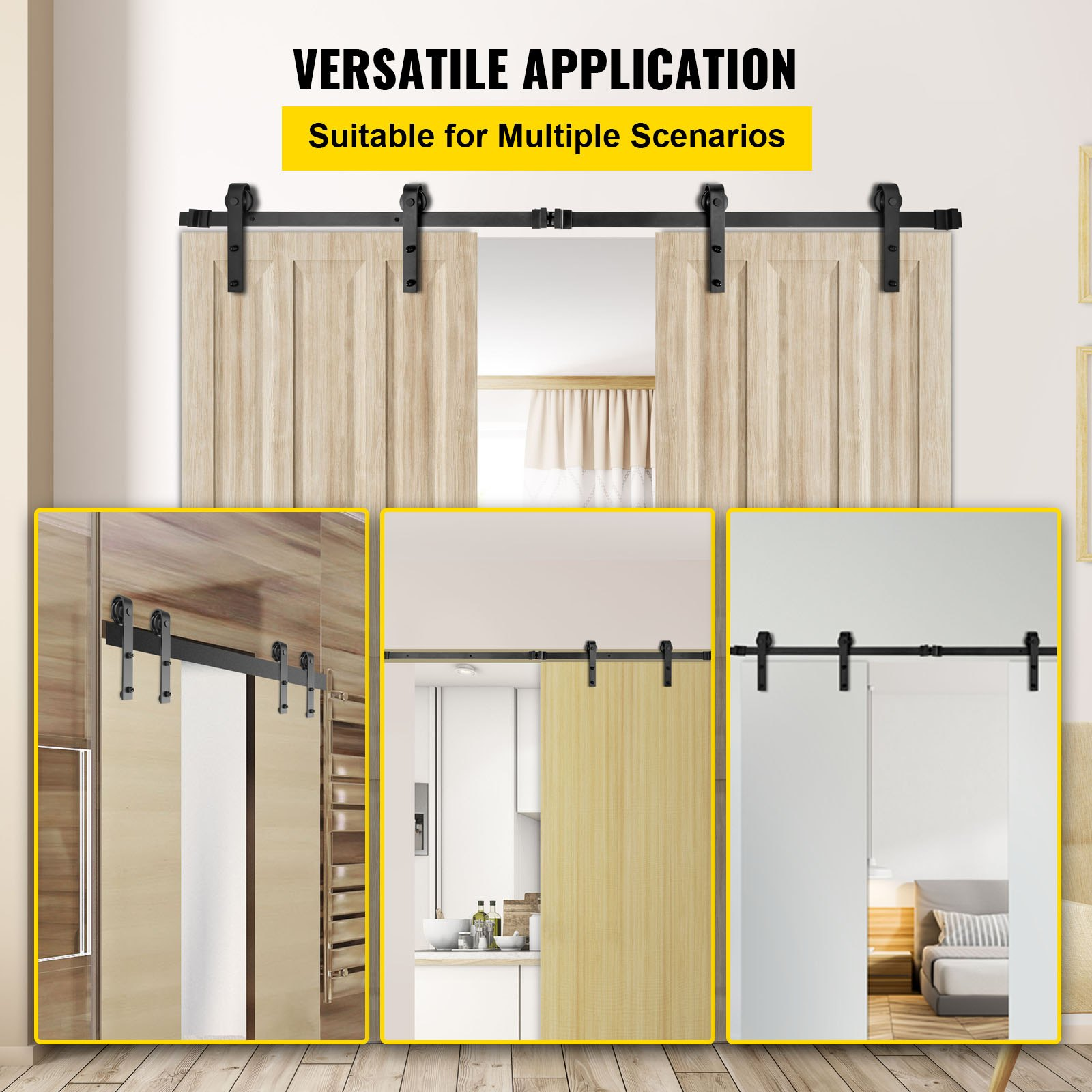 VEVOR Sliding Barn Door Hardware Kit, 10FT Barn Door Kit, 330LBS Load-Bearing Do
