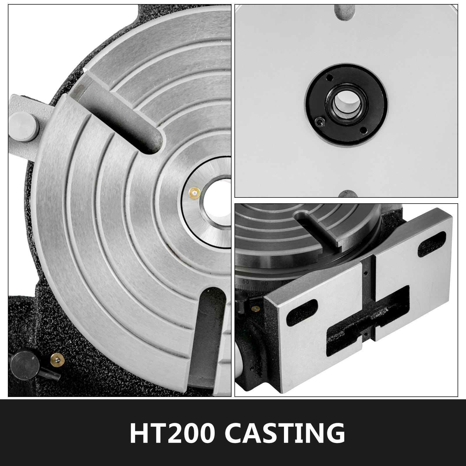 8" Rotary Table MT3 Horizontal Vertical 3-Slot 360° for Milling Machine