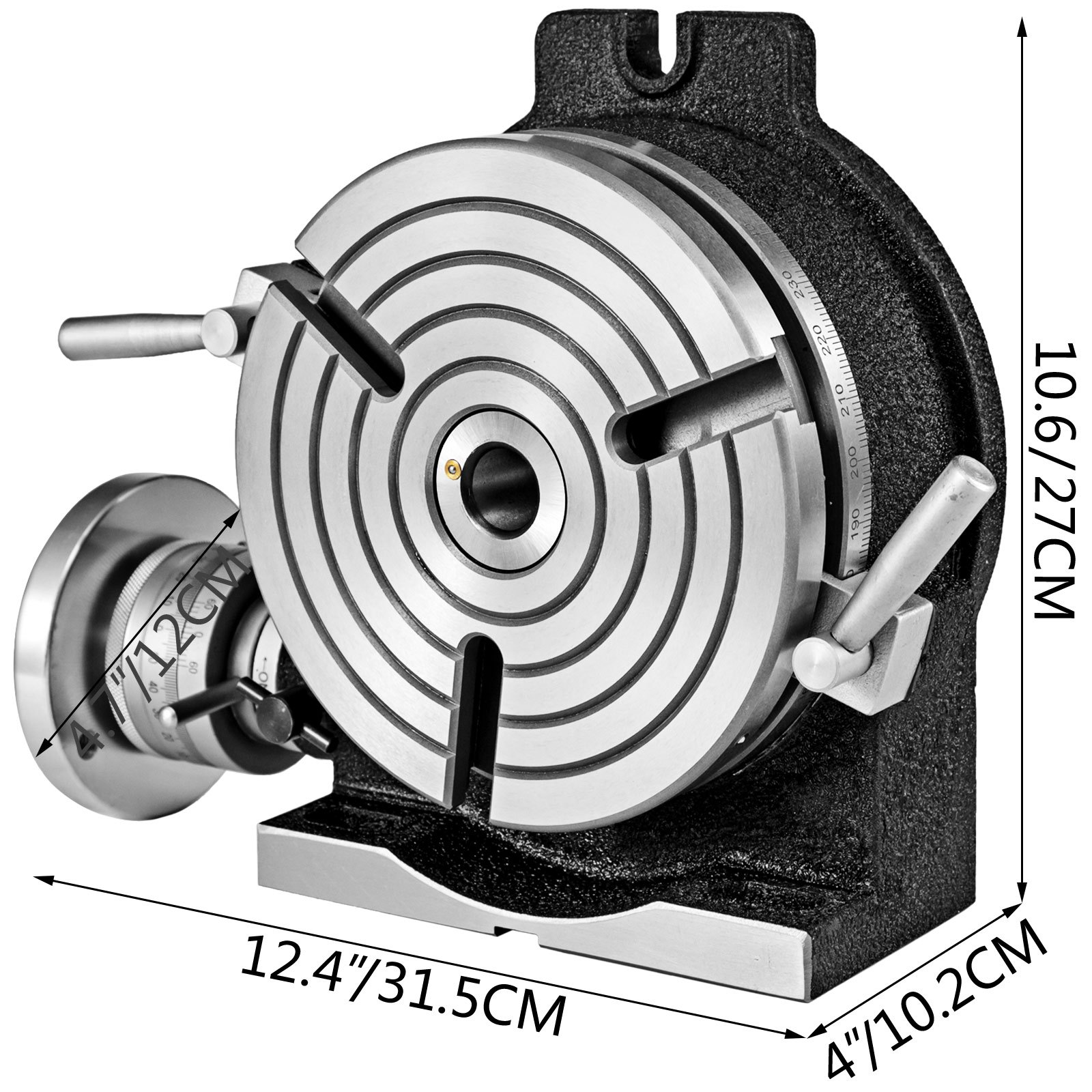 8" Rotary Table MT3 Horizontal Vertical 3-Slot 360° for Milling Machine