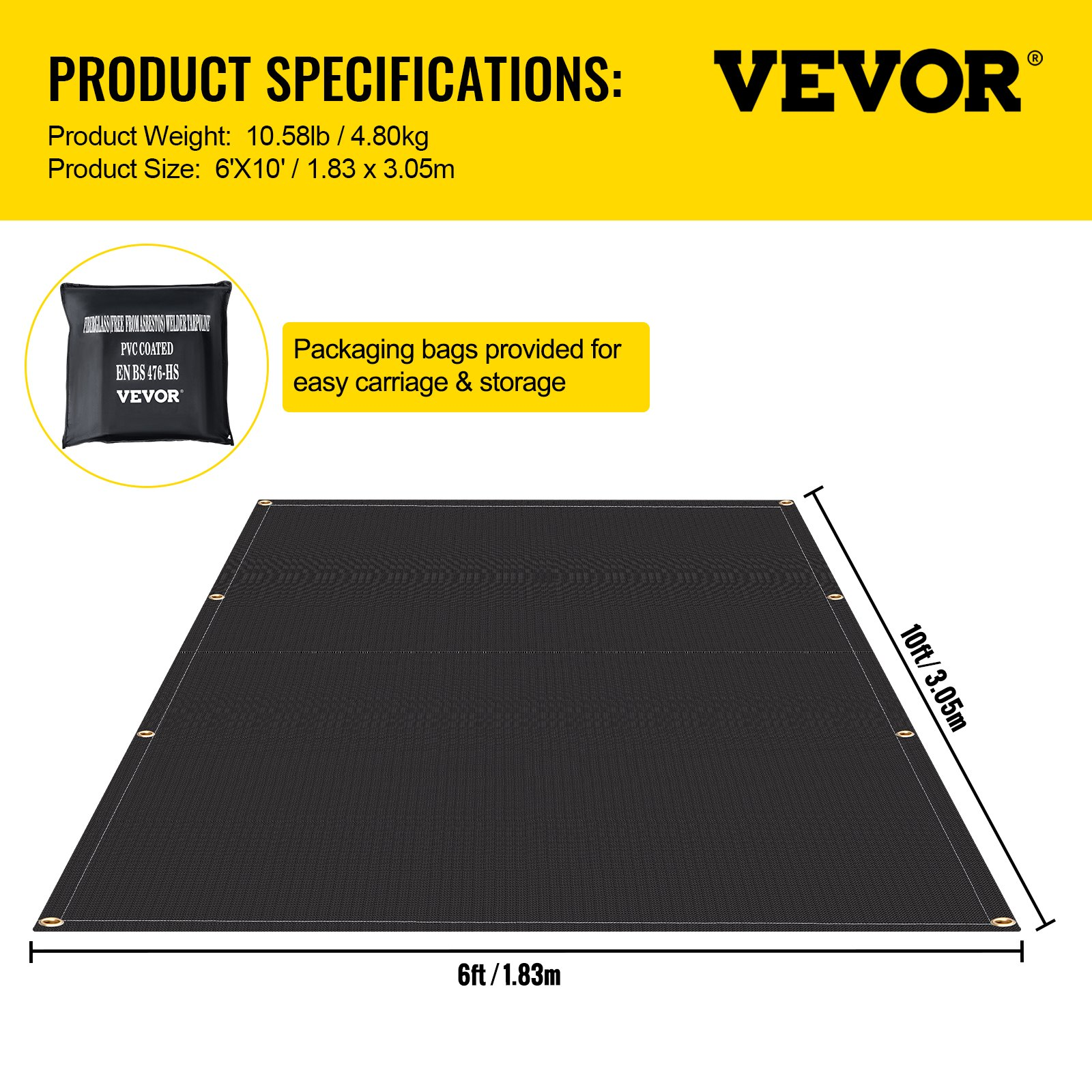 VEVOR Fire Blankets, 2 Pack Welding Blankets, 6' x 10' Fire Suppression Blanket,