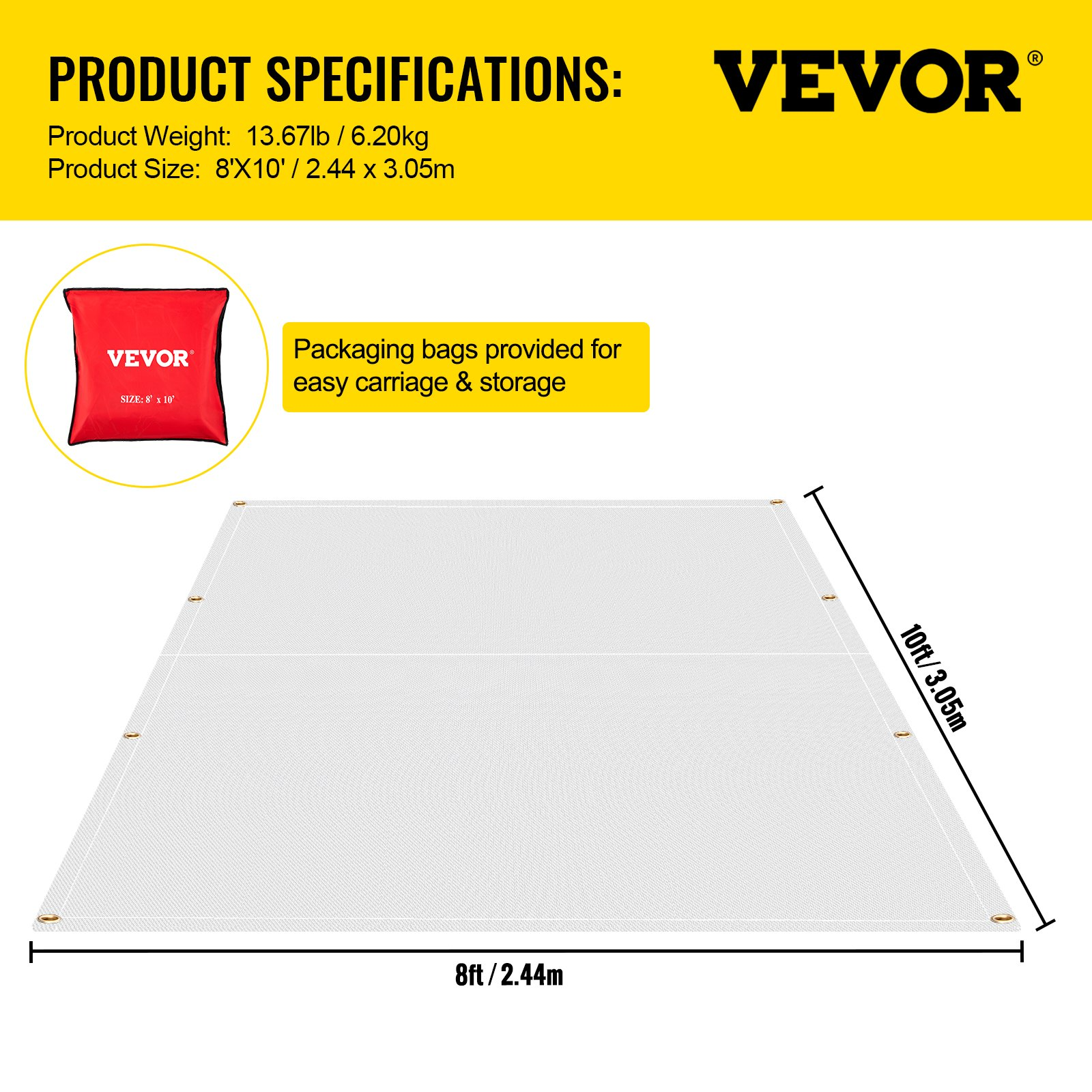 VEVOR Fire Blankets, 2 Pack Welding Blankets, 8' x 10' Fire Suppression Blanket,