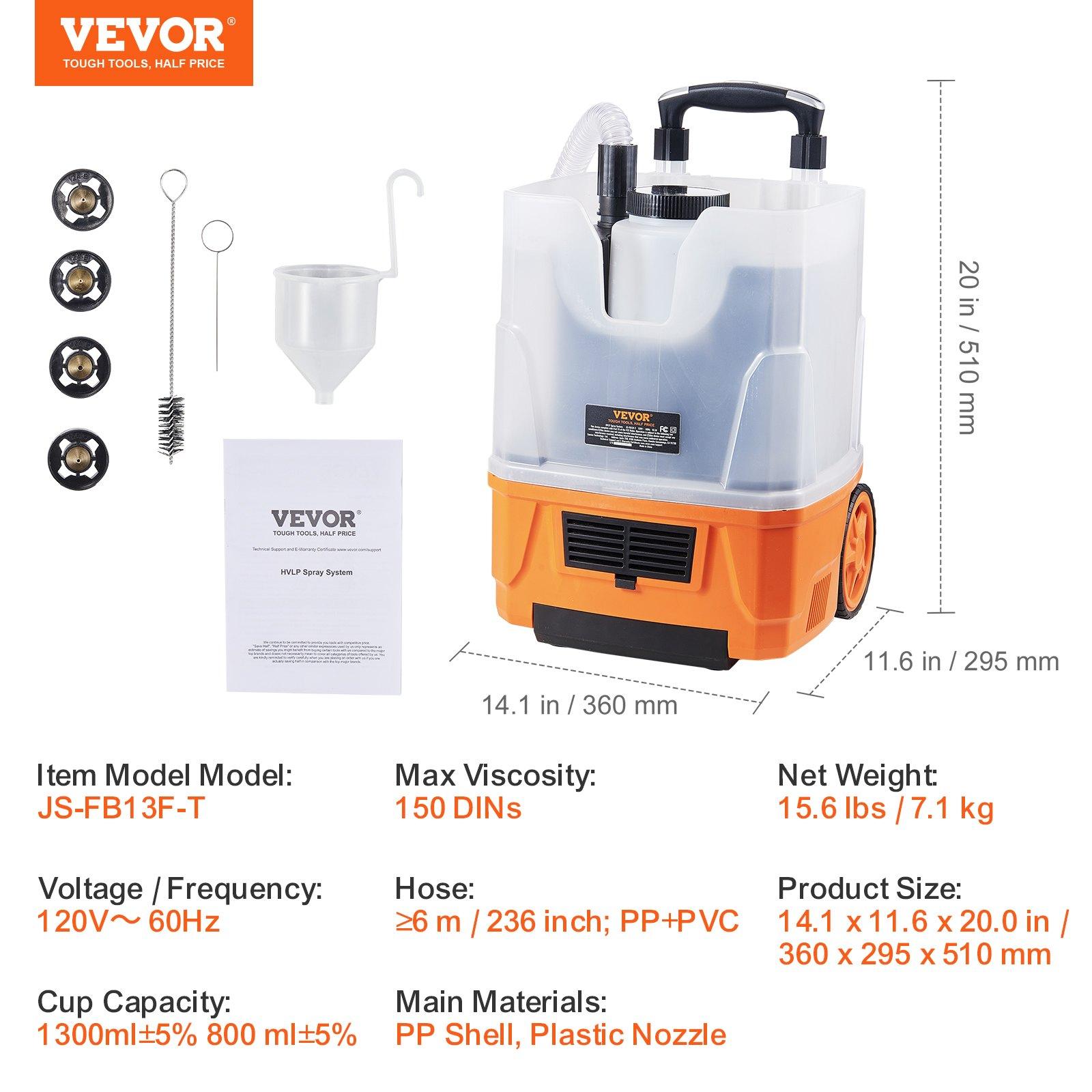 Paint Sprayer, 1300W Electric Spray Paint Gun with Air Hose, Fence - Picture 7 of 12