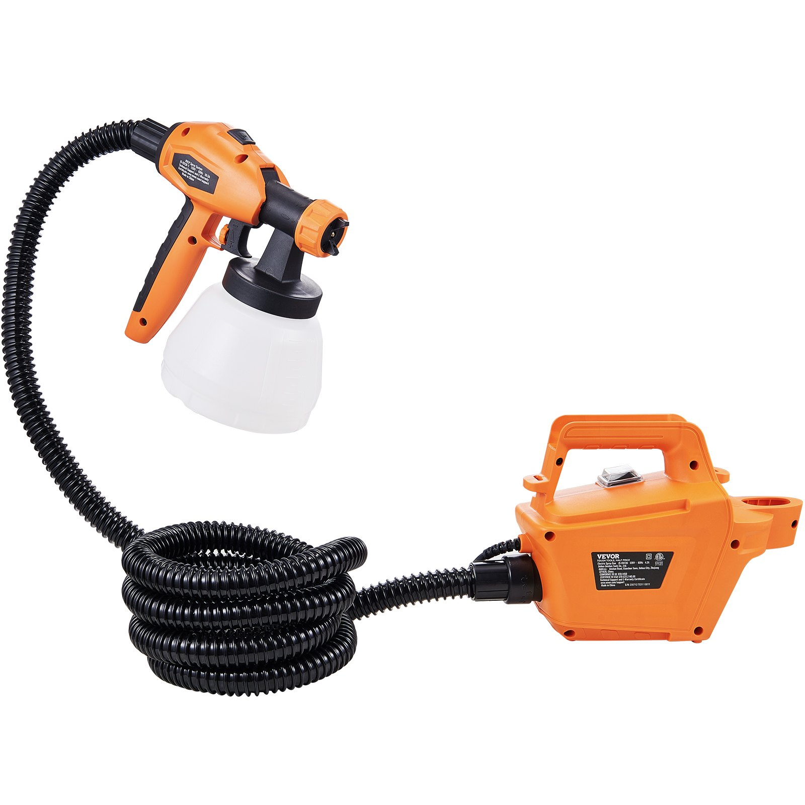 VEVOR Paint Sprayer, 500W Electric Spray Paint Gun with 10FT Air Hose, Fence