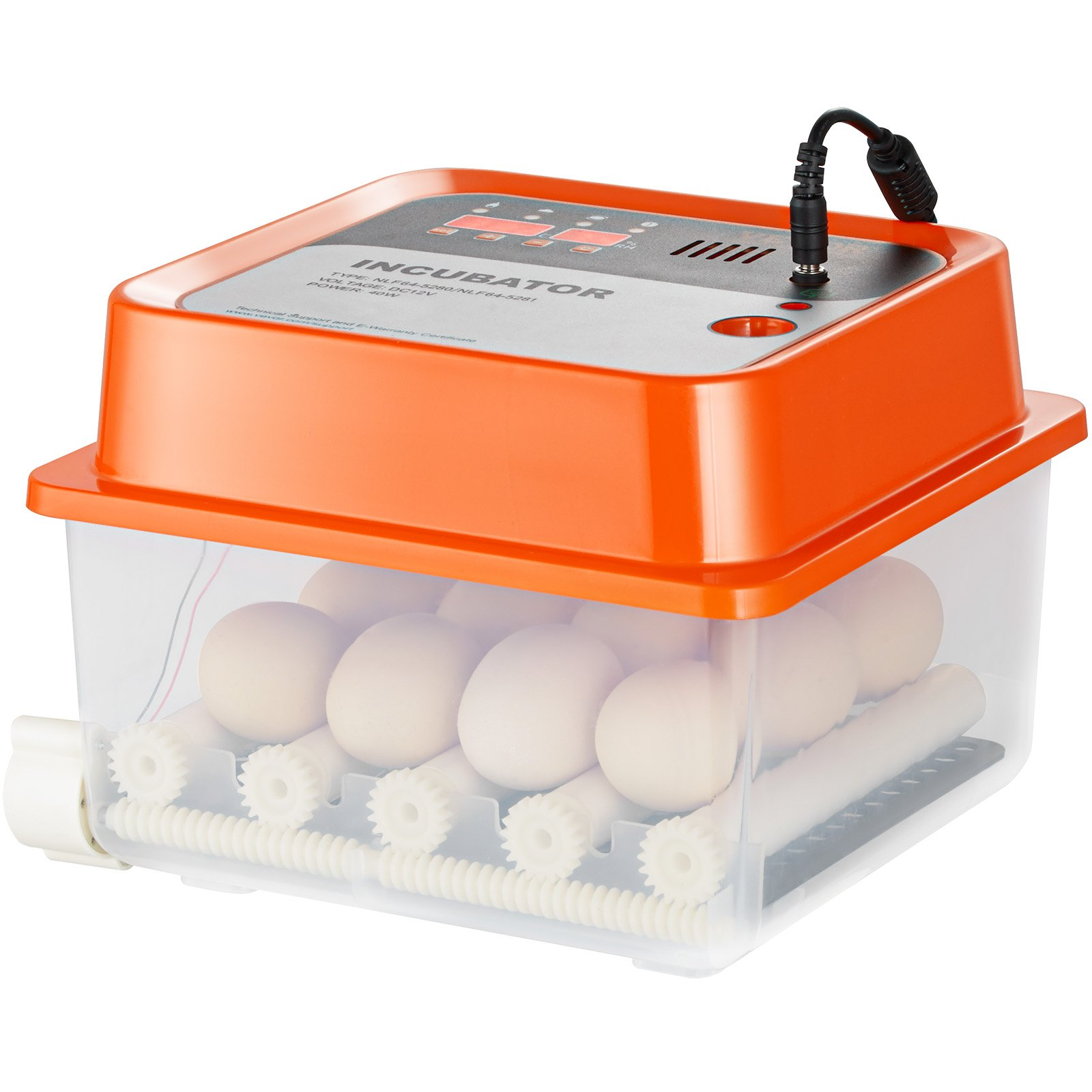 Egg Incubator, Automatic Turner Temp/Humidity Control 12 Eggs Hatcher, ABS Shell