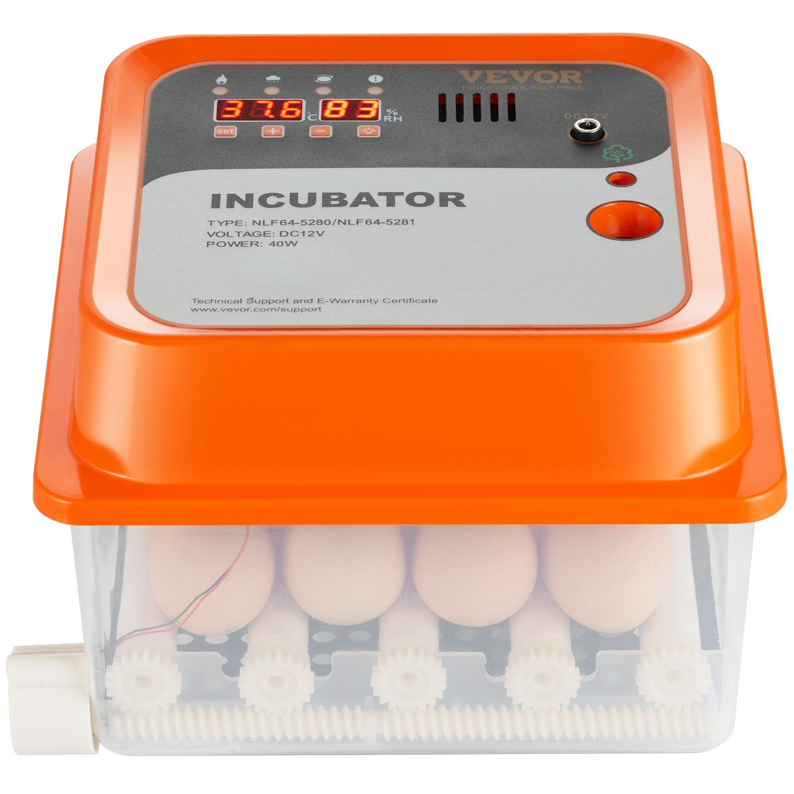 Egg Incubator, Automatic Turner Temp/Humidity Control 12 Eggs Hatcher, ABS Shell