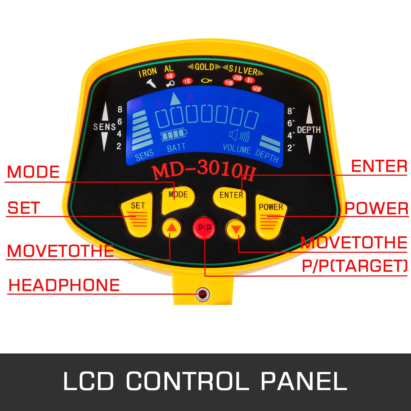 Waterproof Metal Detector, High Accuracy LCD Display, Underwater & Underground