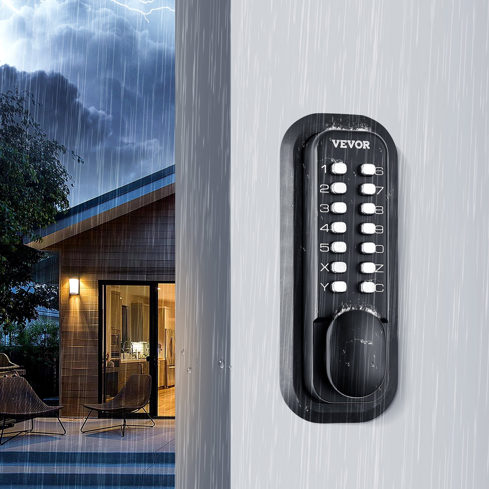 Mechanical Keyless Entry Door Lock, 14 Digit Keypad, Yard - Picture 7 of 10