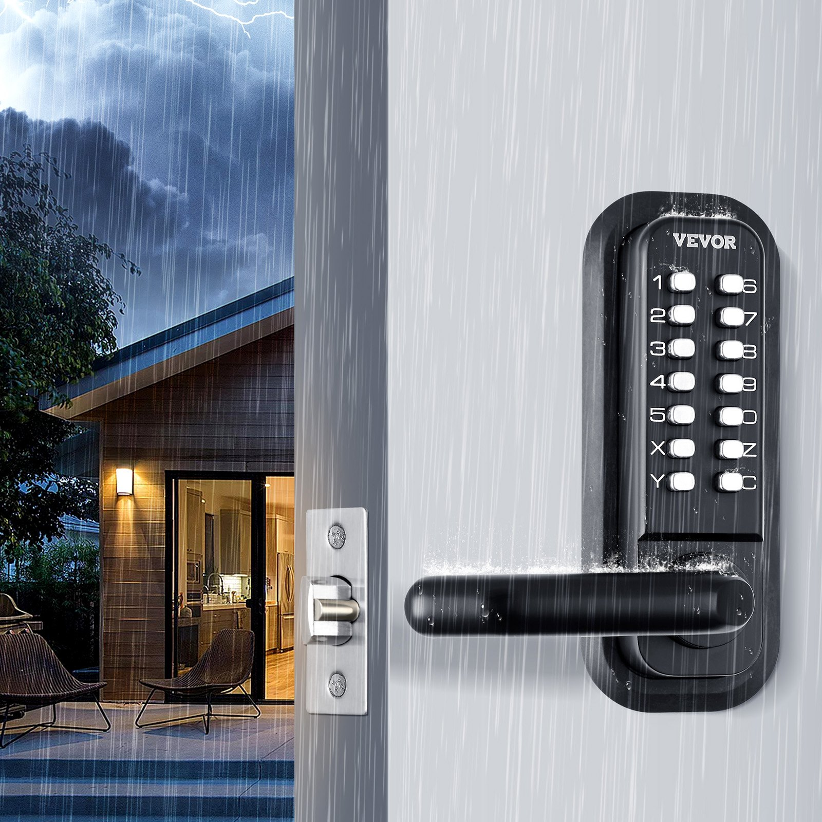 Mechanical Keyless Entry Door Lock, 14 Digit Keypad, Storage Shed - Imagen 7 de 10