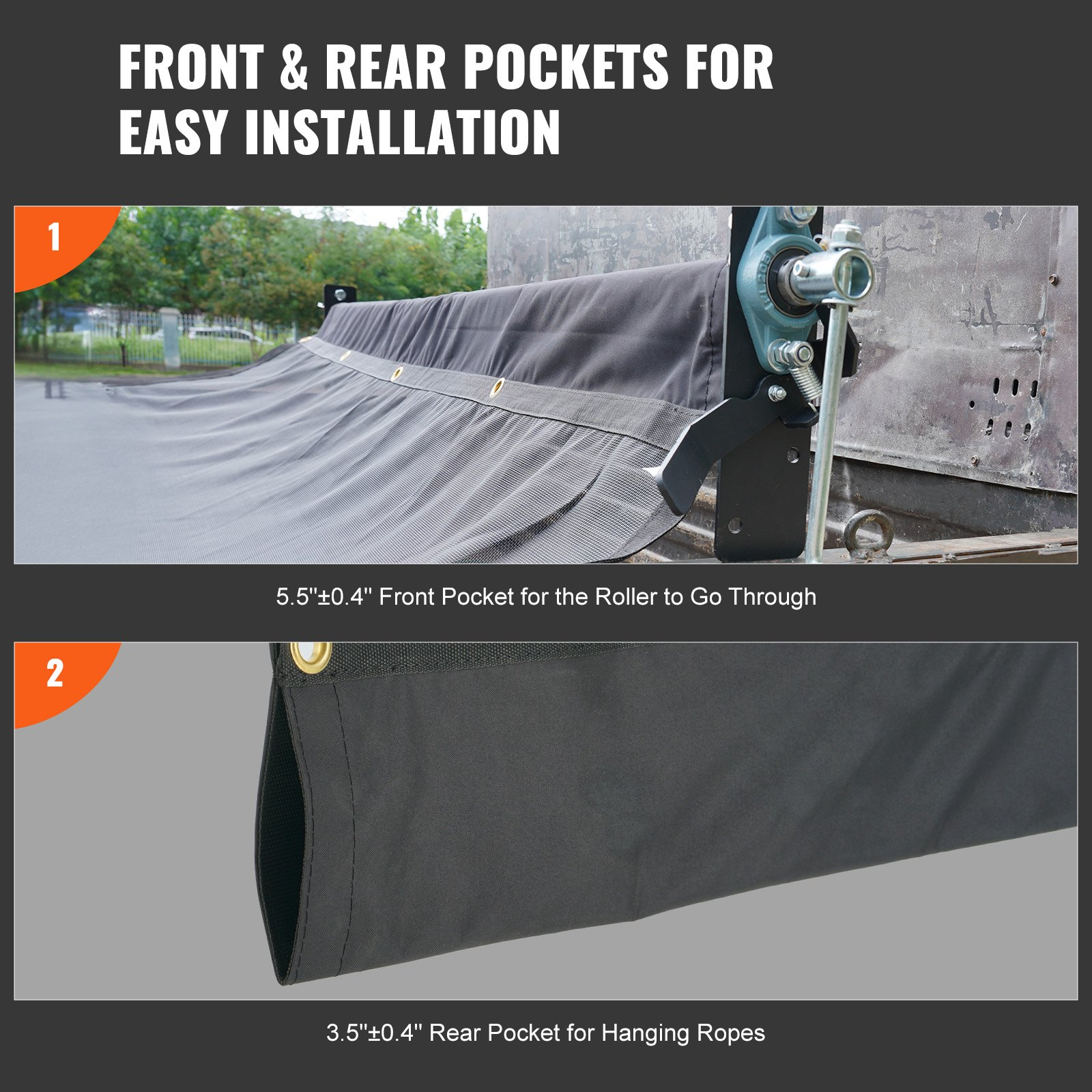 VEVOR Heavy Duty Dump Truck Mesh Tarp 7 x 14 ft - PVC Coated, Double Pocket 18oz