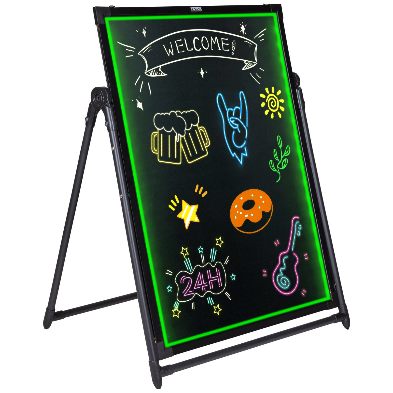 VEVOR LED Message Writing Board, 32"x24" Illuminated Erasable Lighted Chalkboard