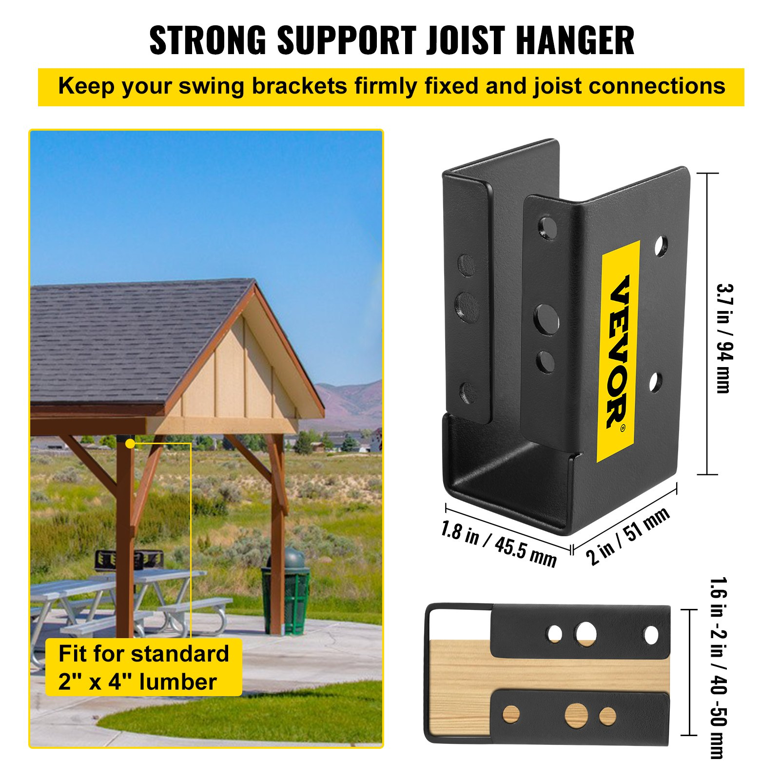 Concealed Joist Hanger, 2"x4" Outdoor Accent Concealed-Flange, 3.7"