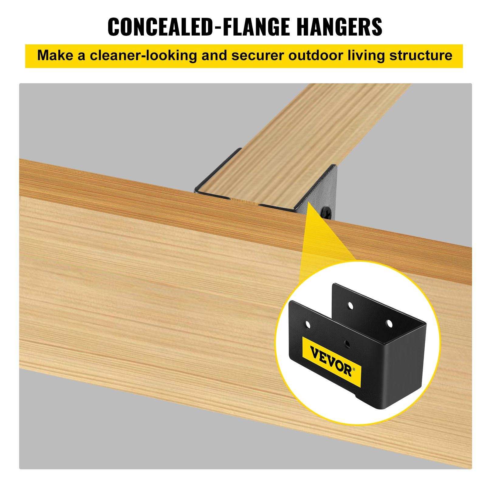 Concealed Joist Hanger, 2"x4" Outdoor Accent Concealed-Flange, 3.7"