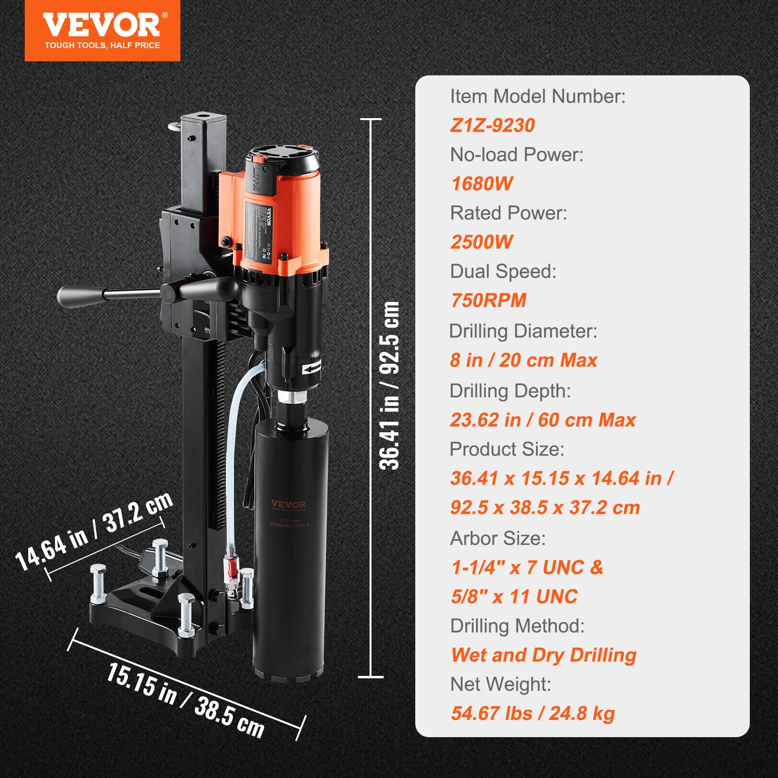 Diamond Core Drilling Machine, 2500W