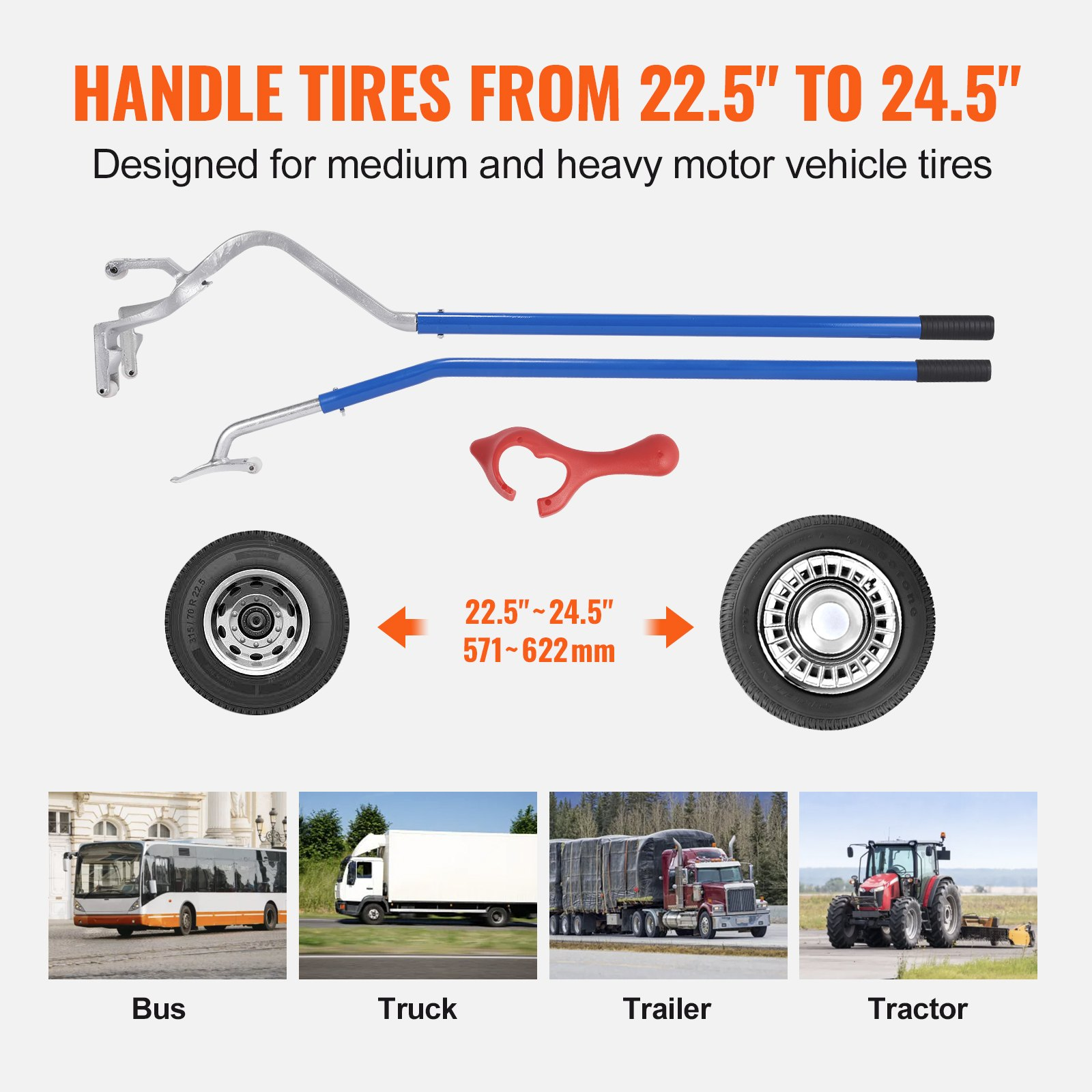 Truck Tire Changer Mount Demount 22.5-24.5 in Radial Bias Ply/Tubeless Tire - Picture 2 of 10