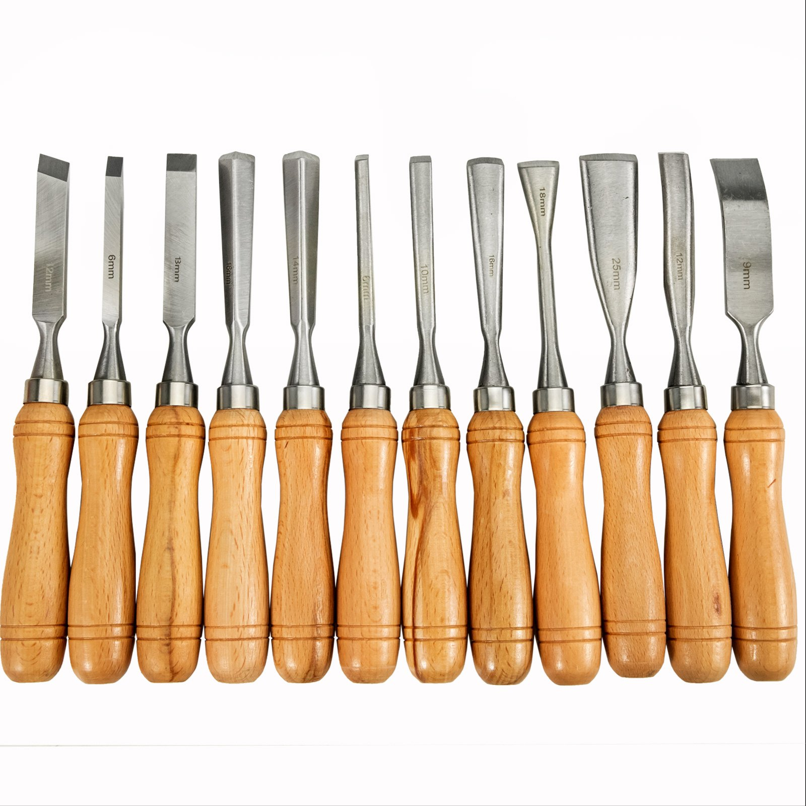 Woodworking 12pcs Lathe ChiselWood Carving Hand Chisel 3-3/4Inch Blade Length, - Produktbild 1
