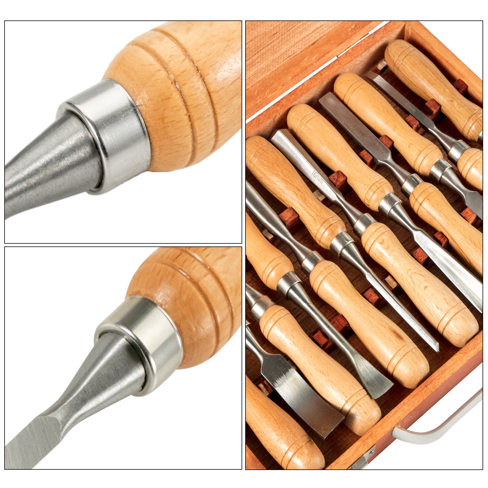 Woodworking 12pcs Lathe ChiselWood Carving Hand Chisel 3-3/4Inch Blade Length, - Produktbild 2