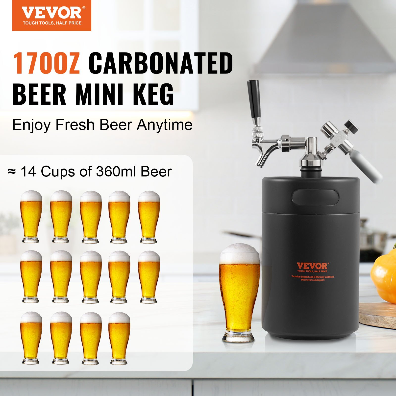 VEVOR Beer Growler Tap System, 170Oz 5L Mini Keg, Craft Beer