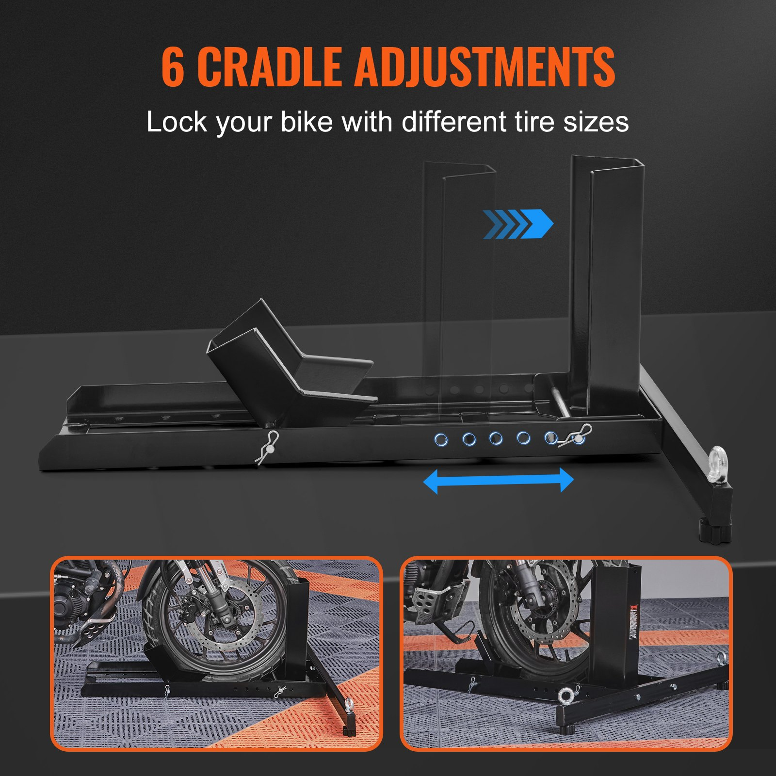 Motorcycle Wheel Chock Stand 1800lbs Heavy Duty Steel for 15"-22" Front Tires - Bild 3 von 12