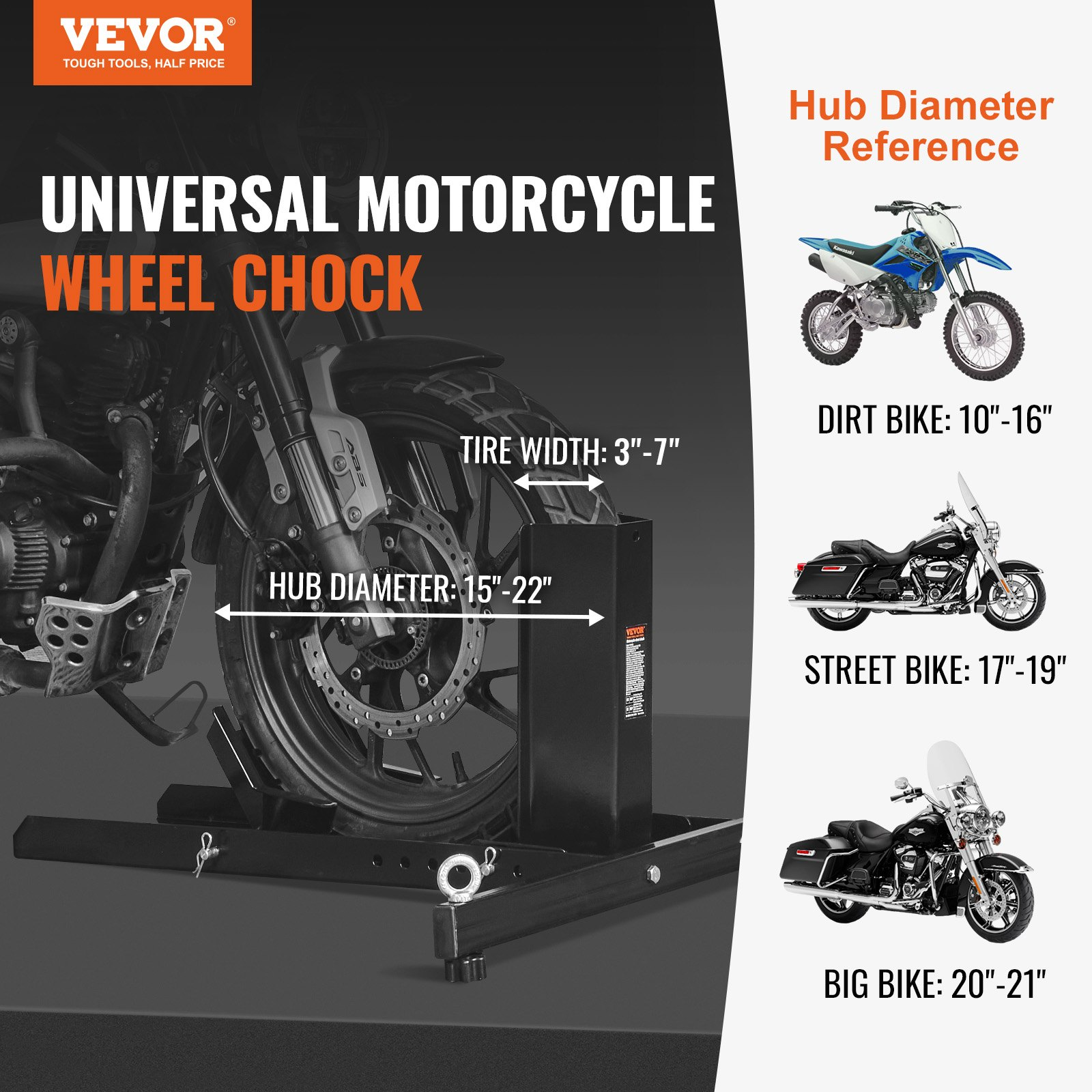 Motorcycle Wheel Chock Stand 1800lbs Heavy Duty Steel for 15"-22" Front Tires - Bild 1 von 12