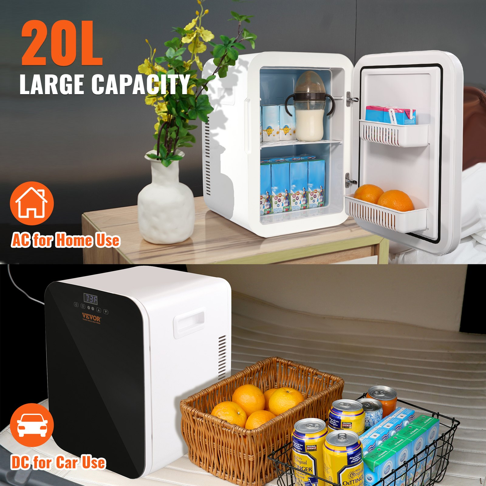 Vevor Mini Fridge for Bedroom, 20L Skincare Fridge with Touch Screen Temper Cont