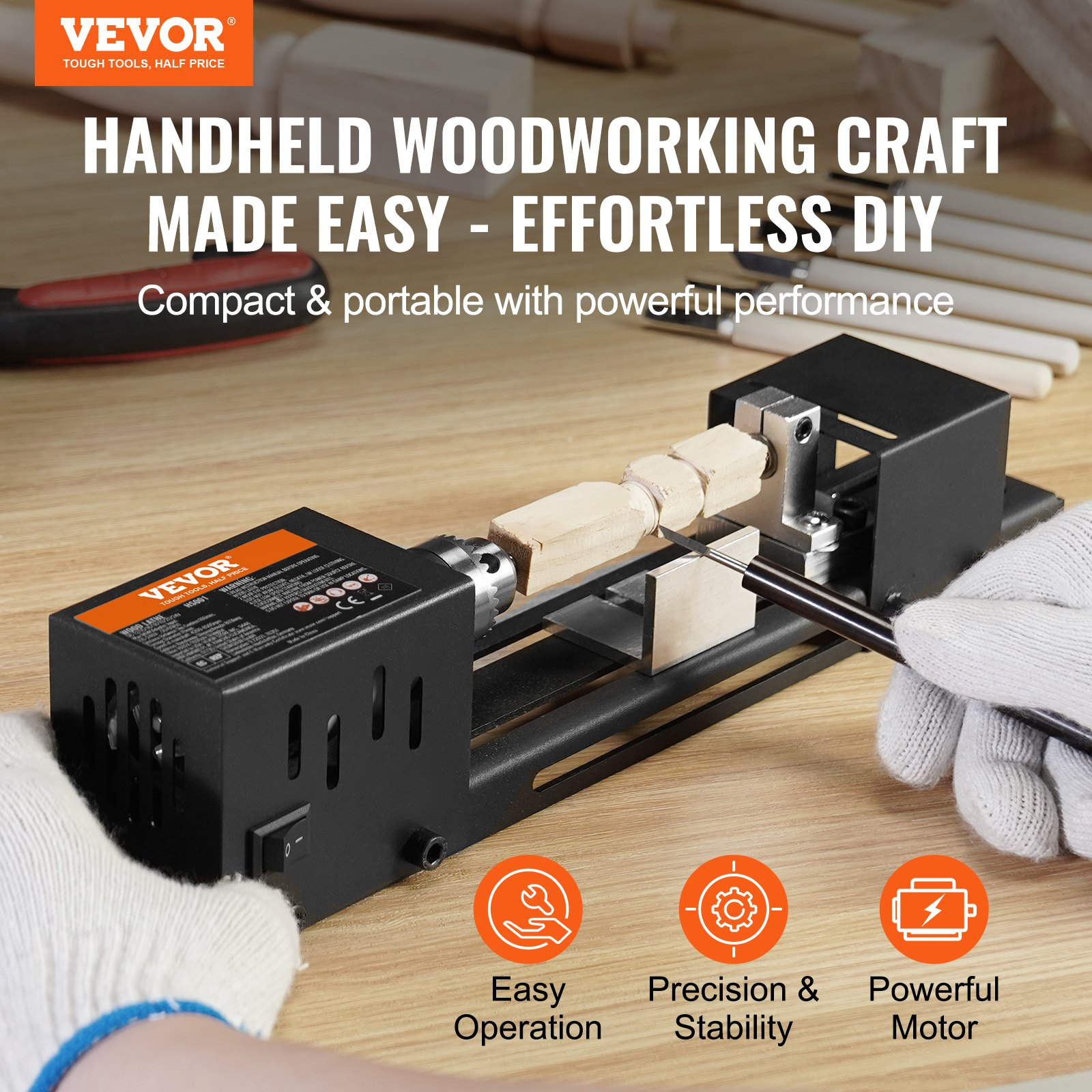 VEVOR Compact Lathe Machine | 96W 24V, 7-Speed Mini Lathe for DIY