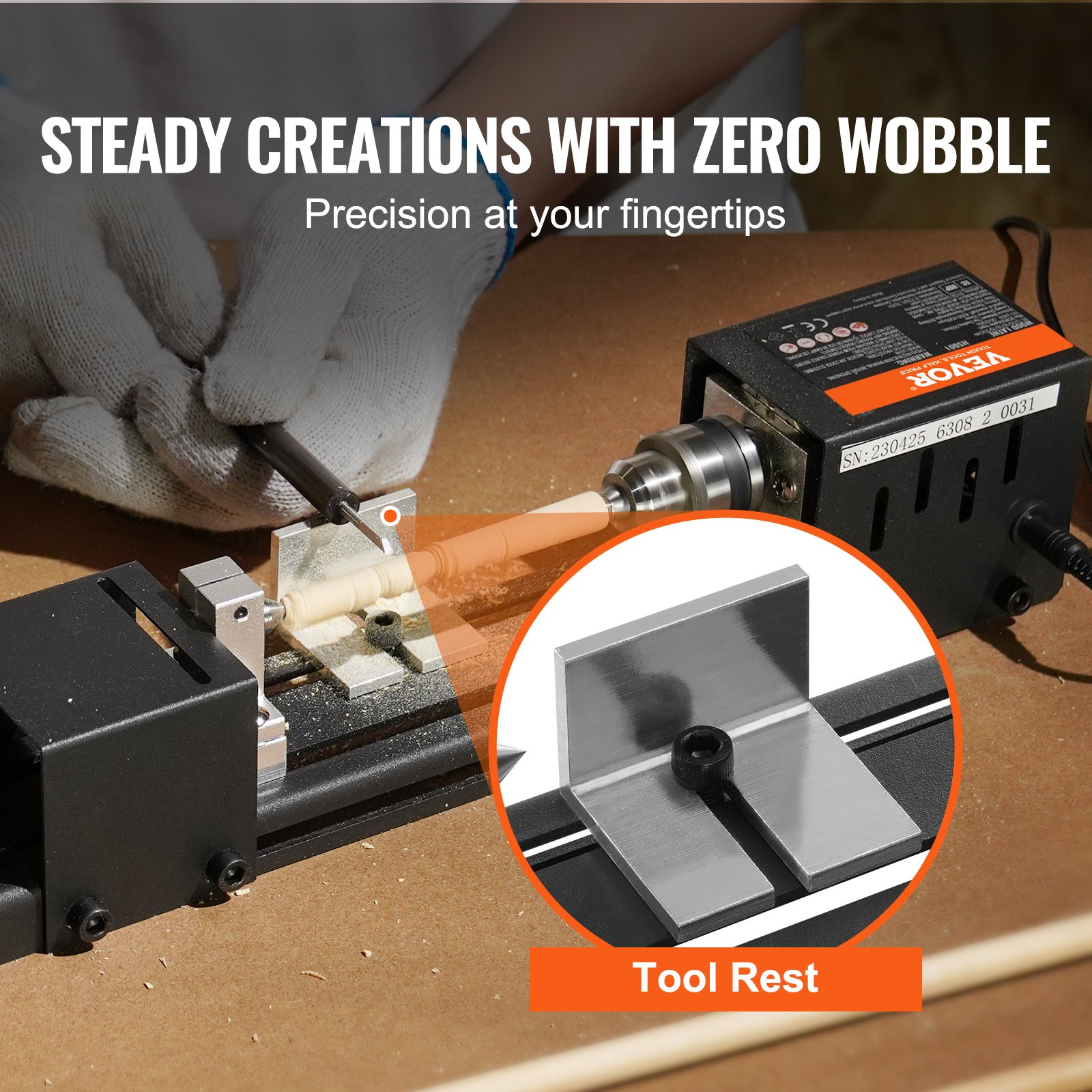 VEVOR Compact Lathe Machine | 96W 24V, 7-Speed Mini Lathe for DIY