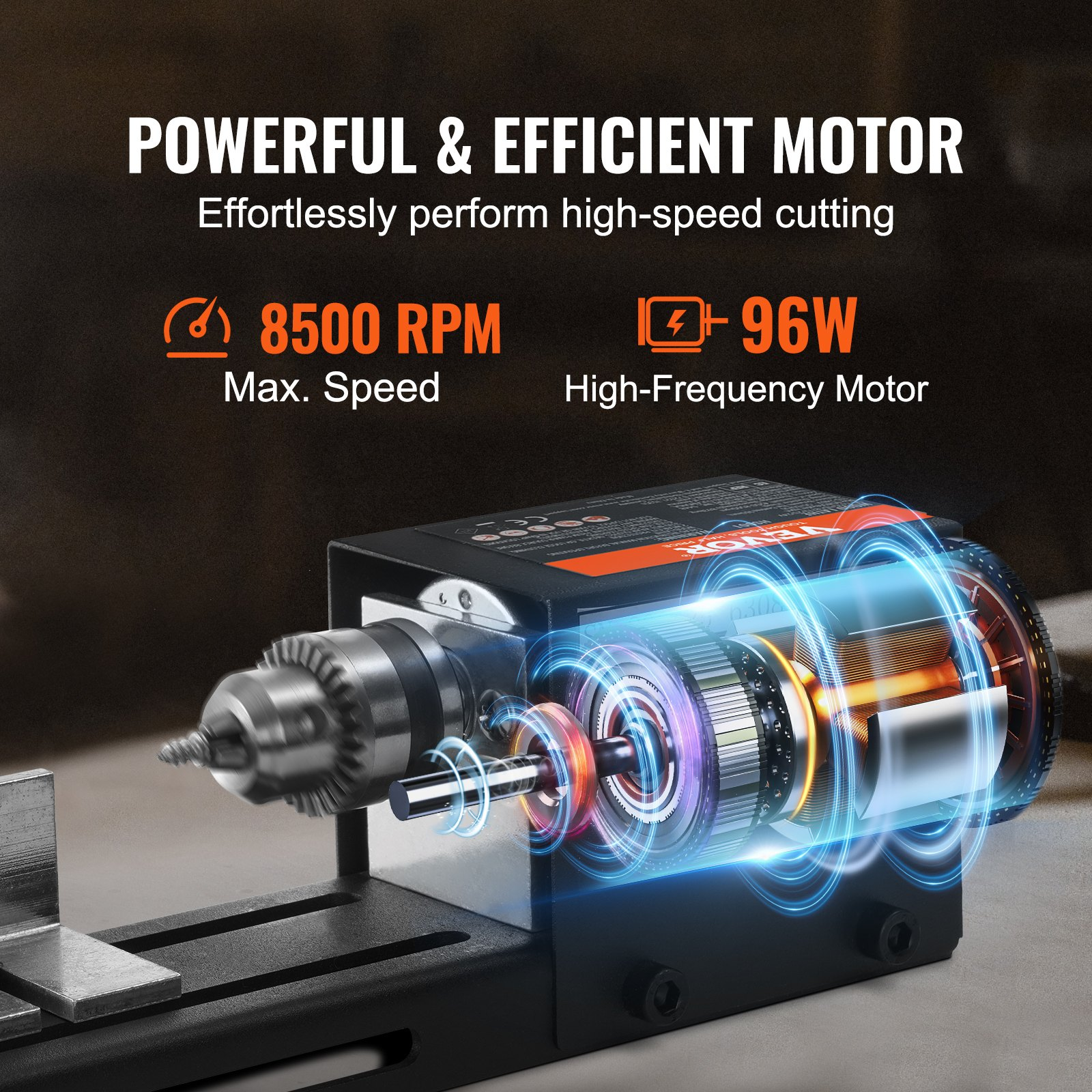 VEVOR Compact Lathe Machine | 96W 24V, 7-Speed Mini Lathe for DIY
