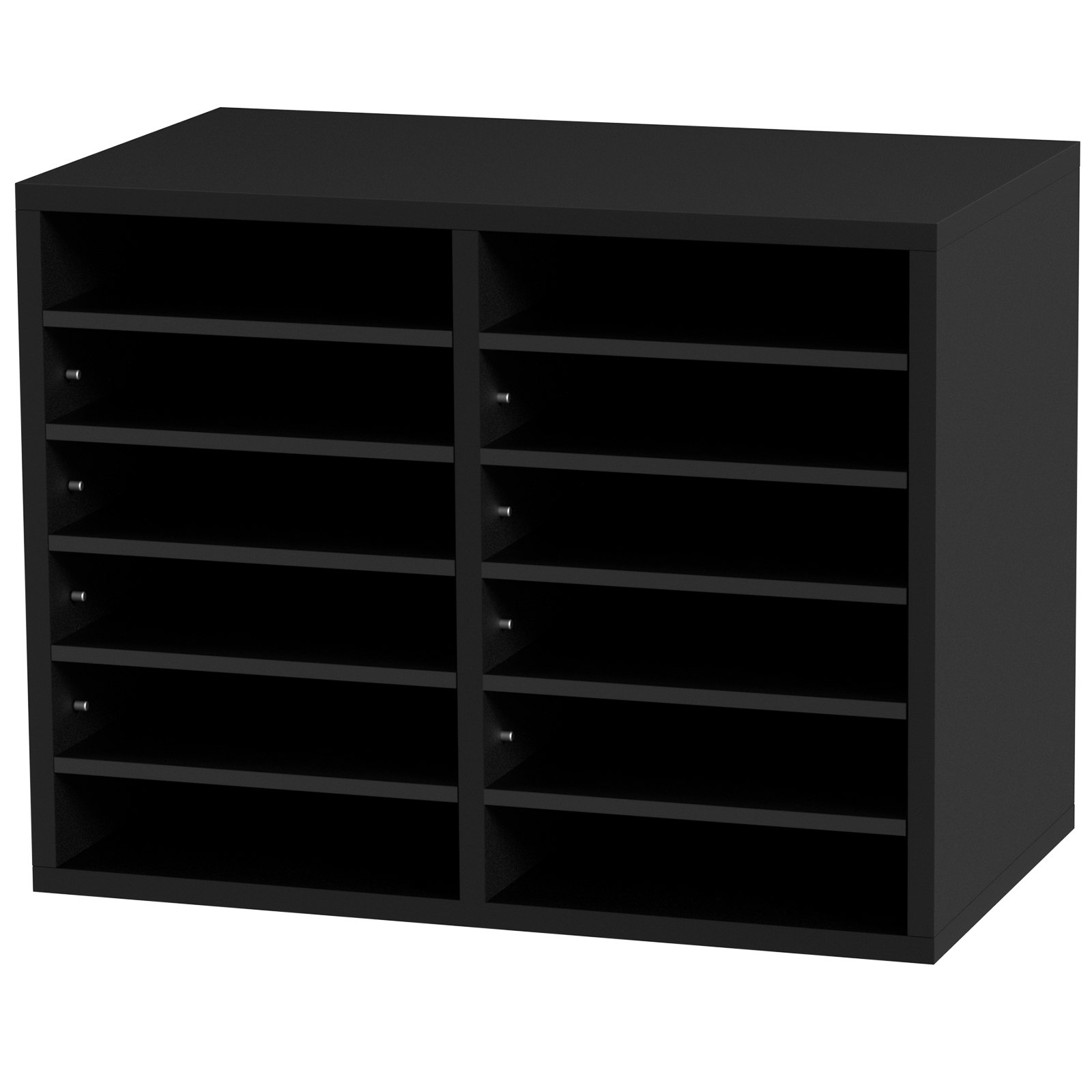 12 Compartments, File Sorter with Removable Shelves, Black