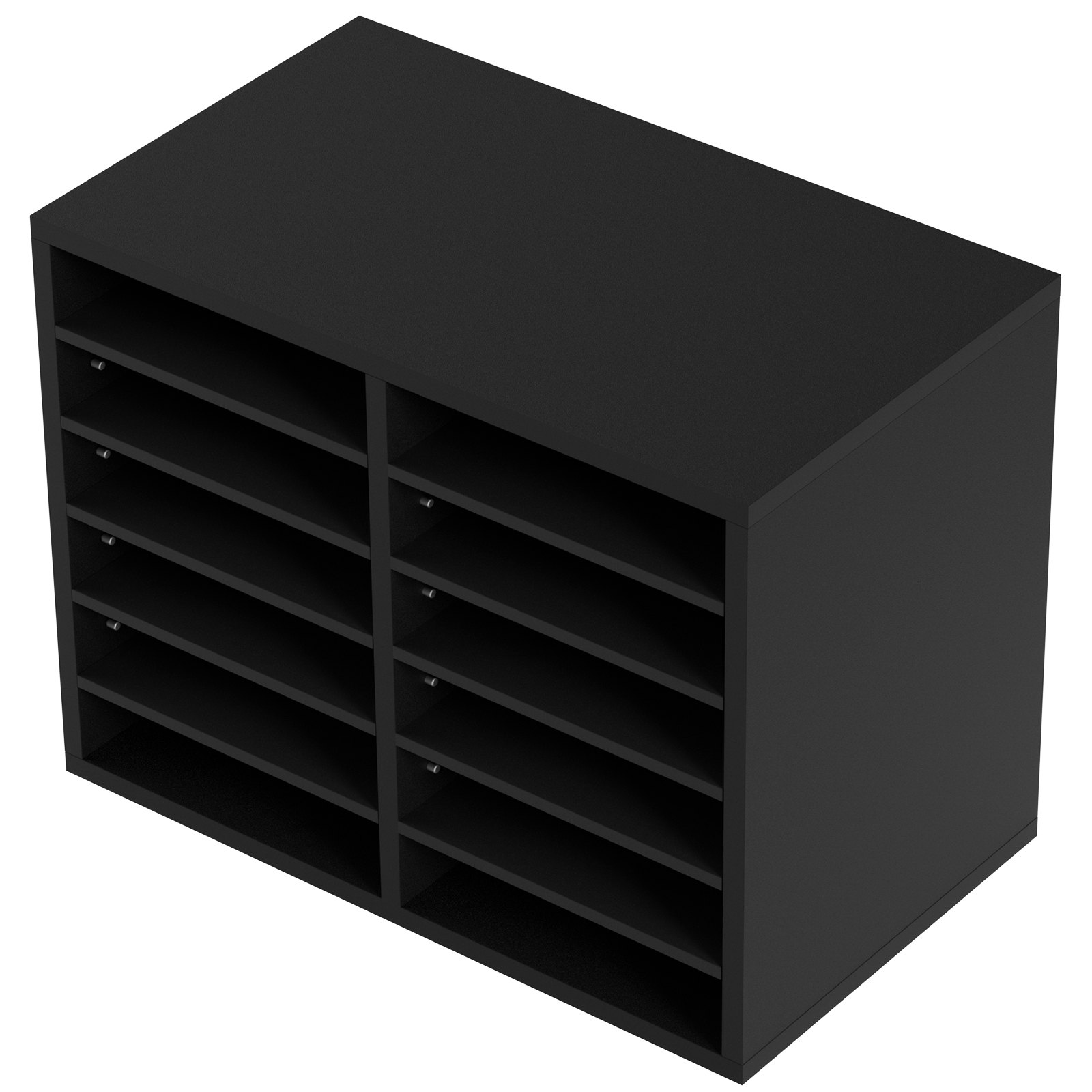 12 Compartments, File Sorter with Removable Shelves, Black