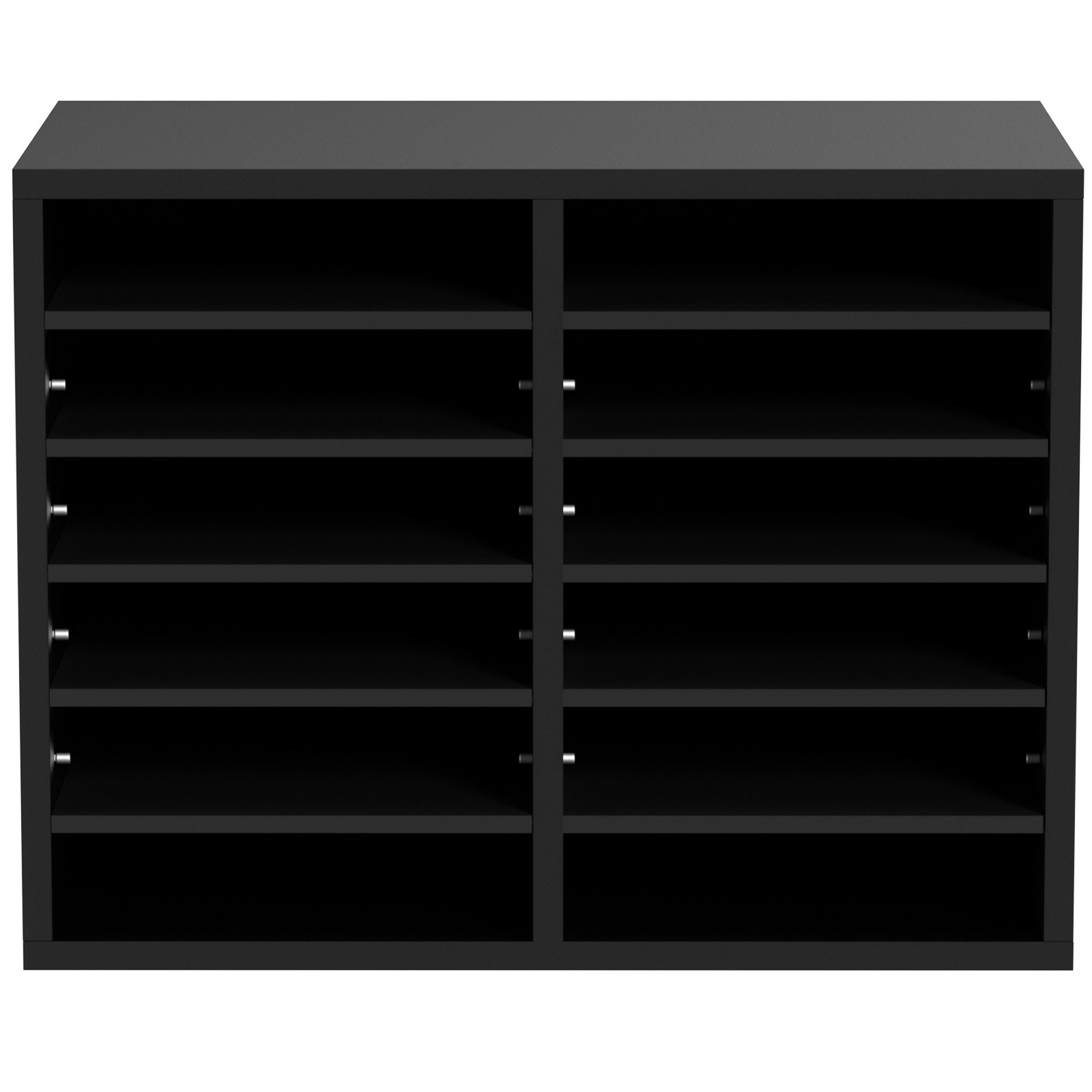12 Compartments, File Sorter with Removable Shelves, Black
