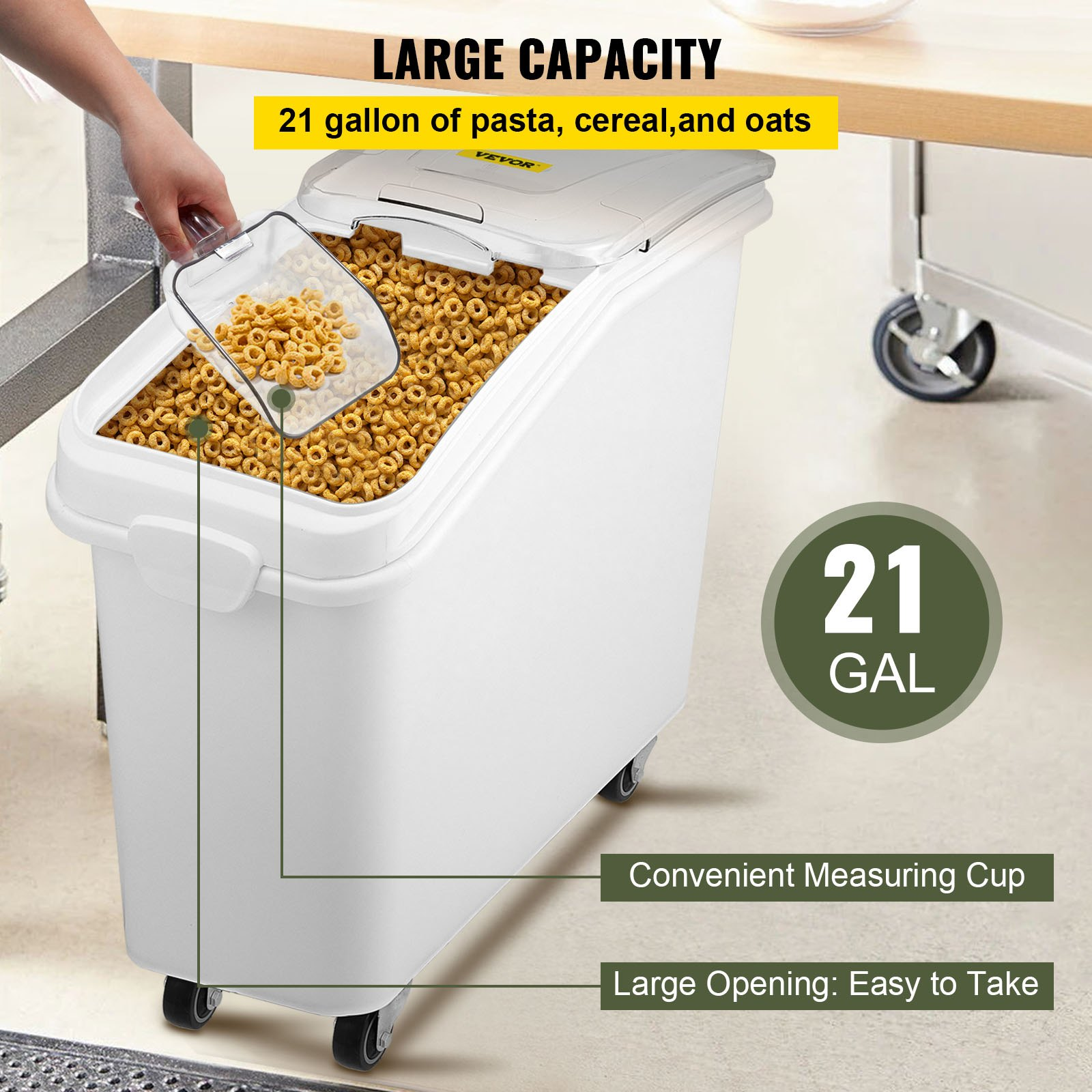 VEVOR 21 Gallon Ingredient Bin with Scoop - Commercial Food Storage