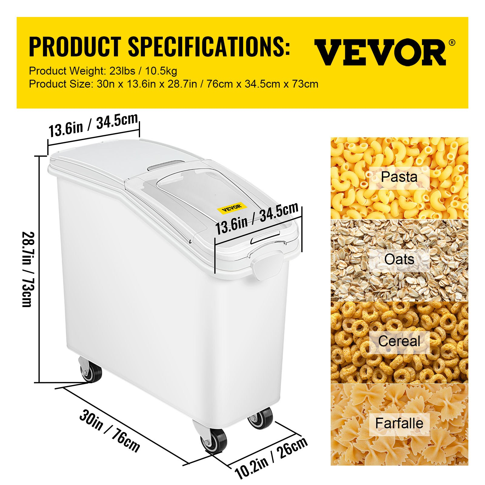 VEVOR 21 Gallon Ingredient Bin with Scoop - Commercial Food Storage