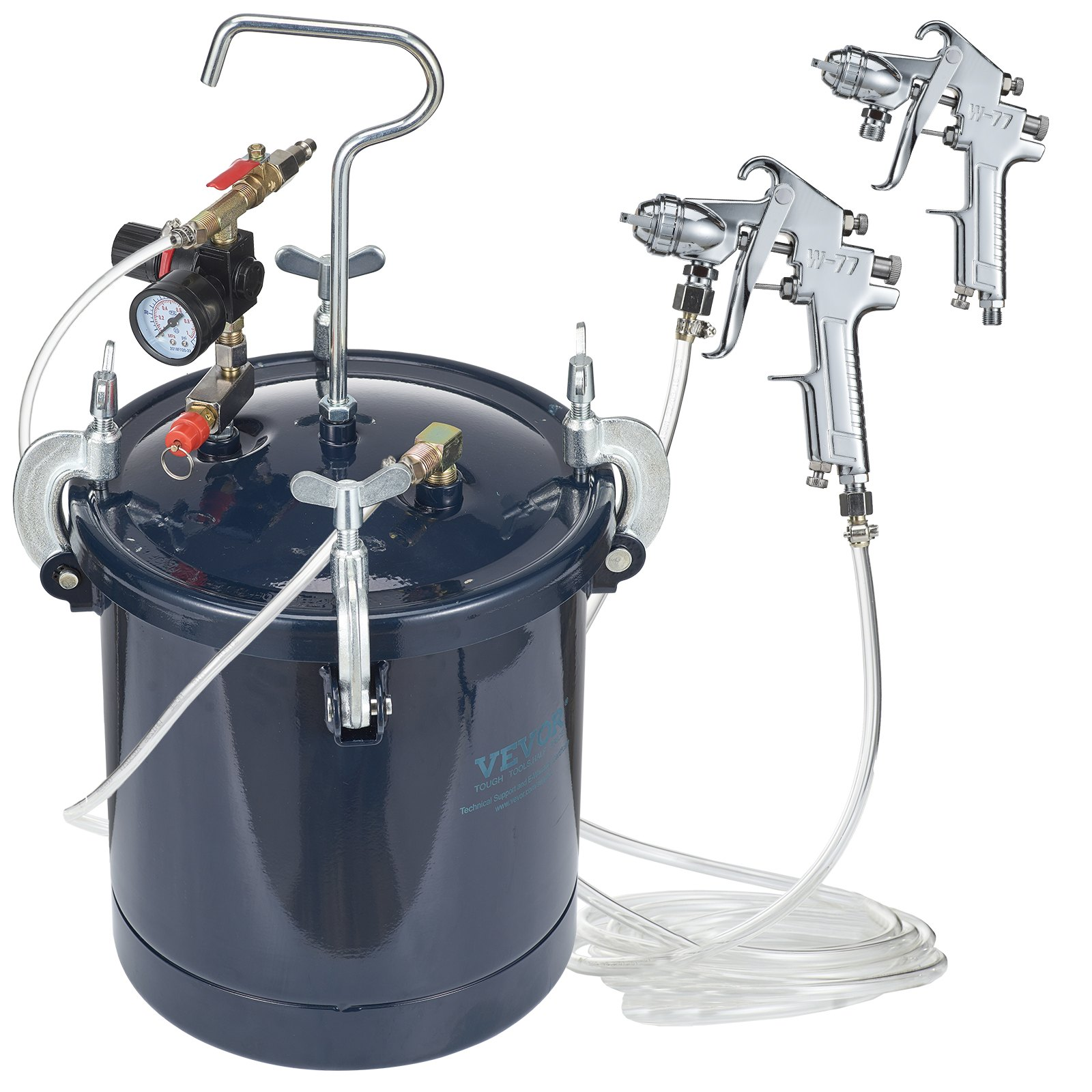 10L Spray Paint Pressure Pot, 2.5gal Tank with 1.5mm & 4mm Nozzles, 60 PSI Max