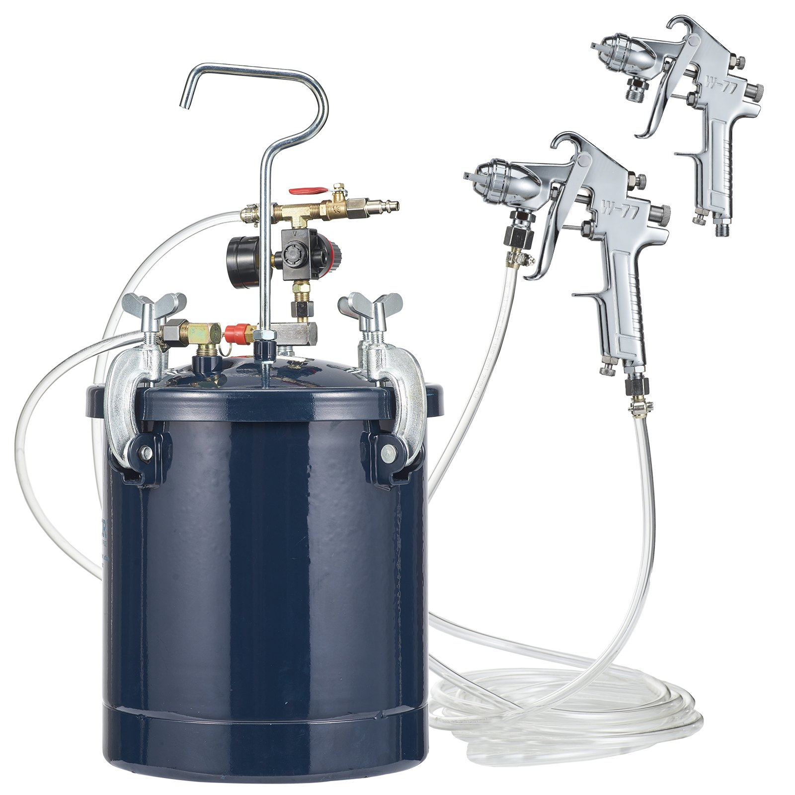 10L Spray Paint Pressure Pot, 2.5gal Tank with 1.5mm & 4mm Nozzles, 60 PSI Max