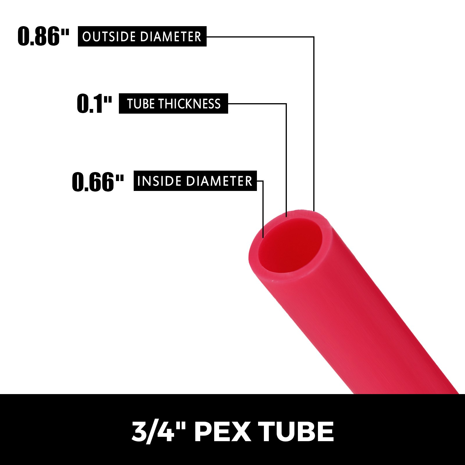 3/4″ X 500Ft PEX Tubing Oxygen Barrier O2 EVOH Pex-B Red Hydronic Radiant Floor